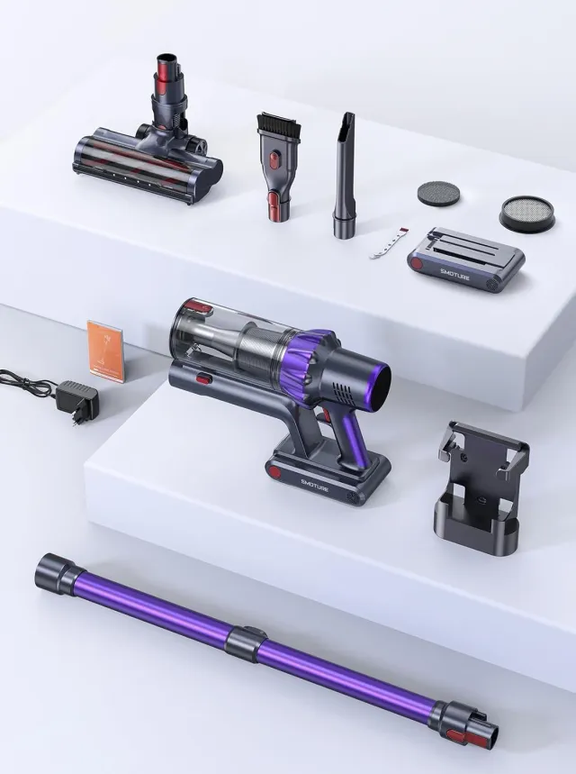 Cordless Vacuum Cleaner, 2 Batteries 110 Mins Runtime Vacuum Cleaners for Home, 45KPA 550W Stick Vacuum with Brushless Motor, Automatically Adjust Suction, Handheld Vacuum for Pet Hair/Carpet/Floor