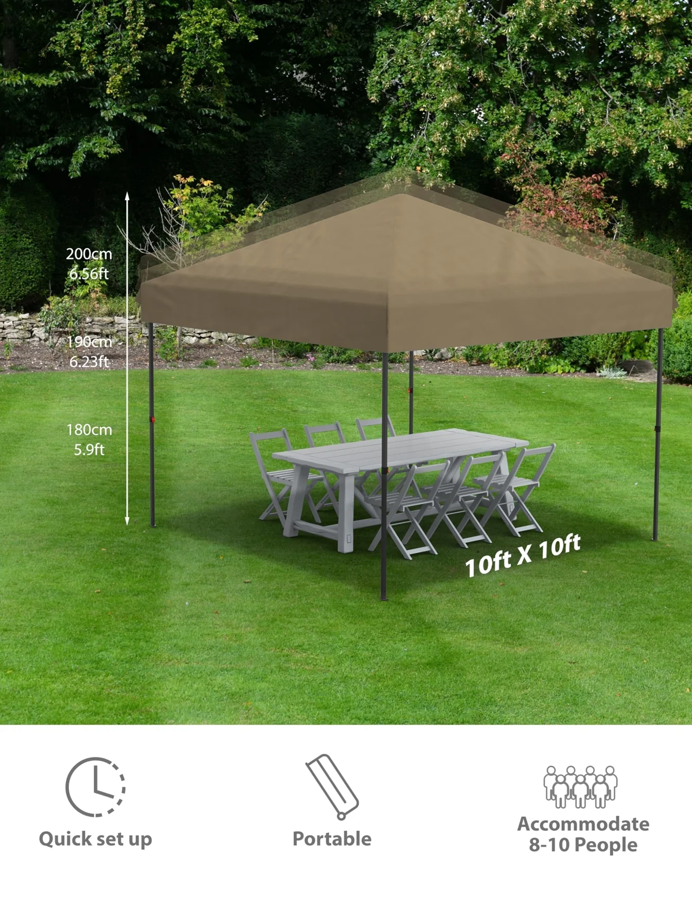 Arigeas Pop Up Canopy Tent 10'x10' with Adjustable Height, Easy Outdoor Sun Shade Shelter for Party, Event, Patio - Image 13