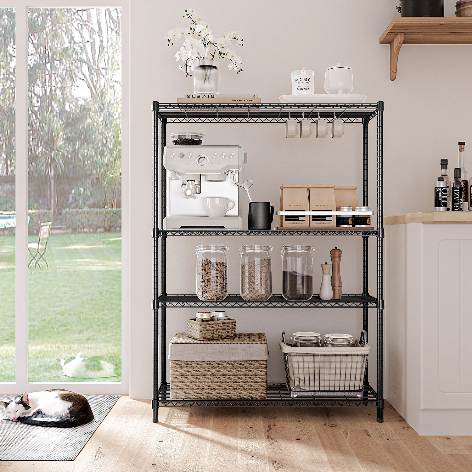 M MZG 4 - Tiers Metal Dimensions: 45.8"W x 15.8"D x 59.4"H Storage Rack Shelving Unit - Image 7