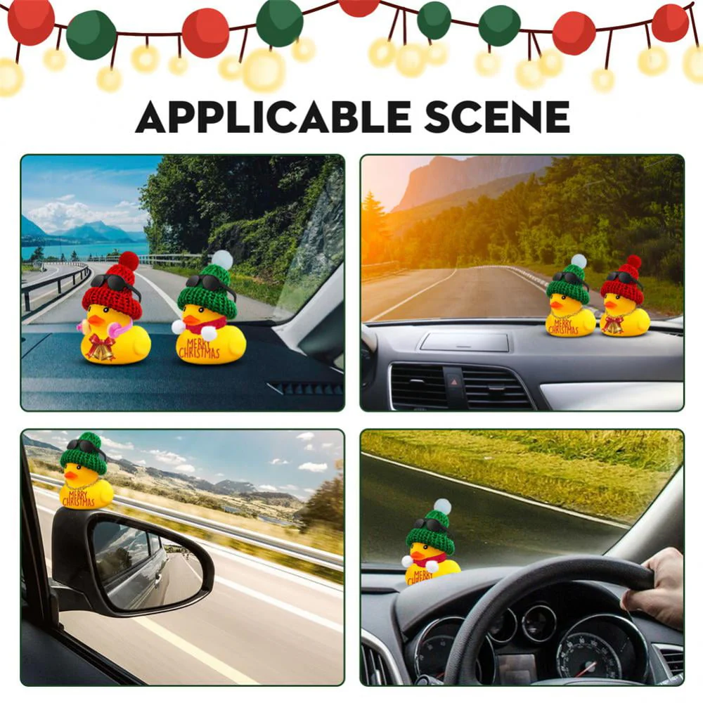 Auto Interior Dashboard Car Dashboard Decorative Cute Cool Christmas Automobile Rubber Duck Easy To Install Car Decoration Items - Image 4