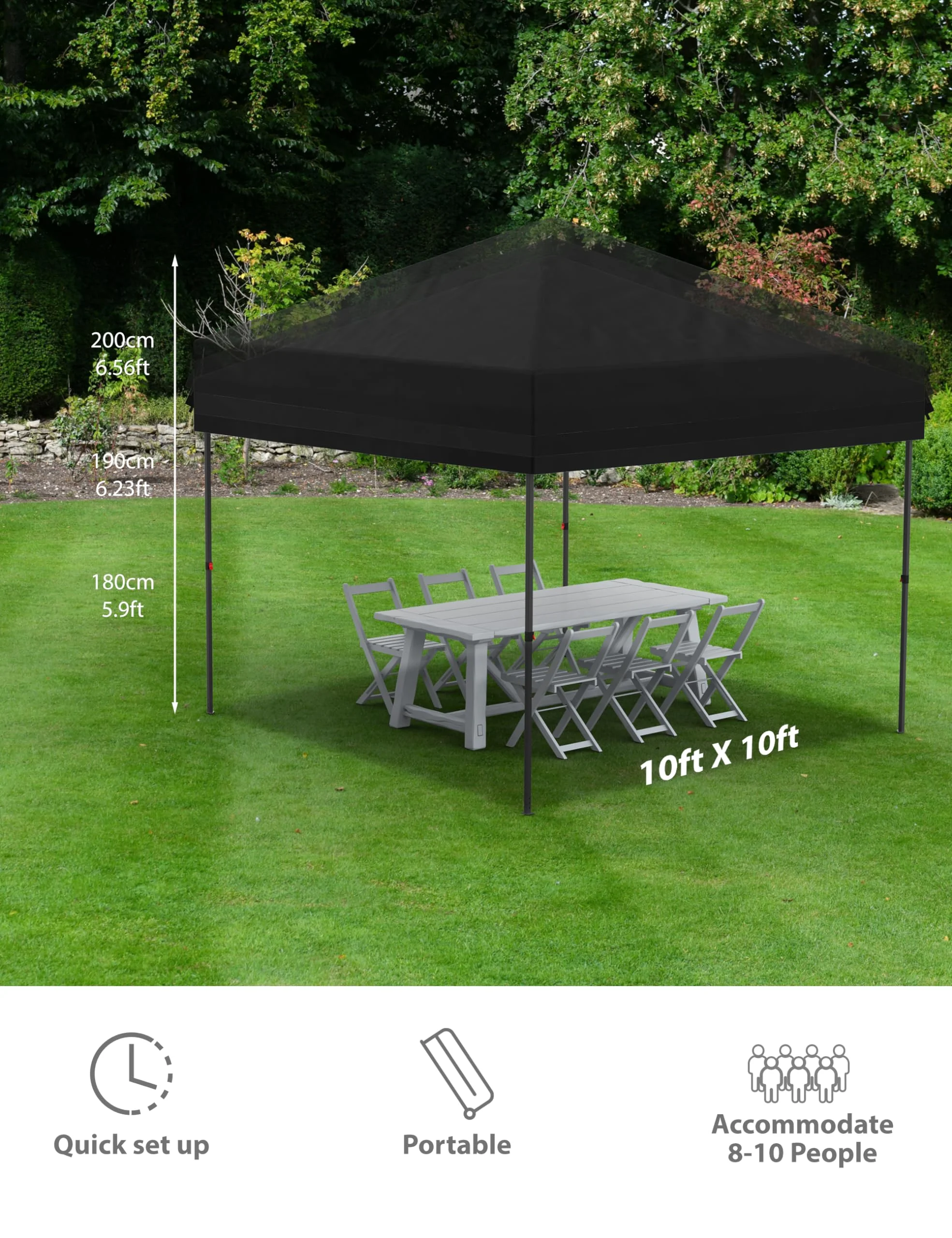 Danolapsi 10x10 Ft Pop Up Canopy Tent Easy One Person Set-up,Easy Outdoor Sun Shade,Instant Portable Shelter with 4 Stakes,4 Ropes,4 Sandbags for Patio, Outdoor Activities - Image 9