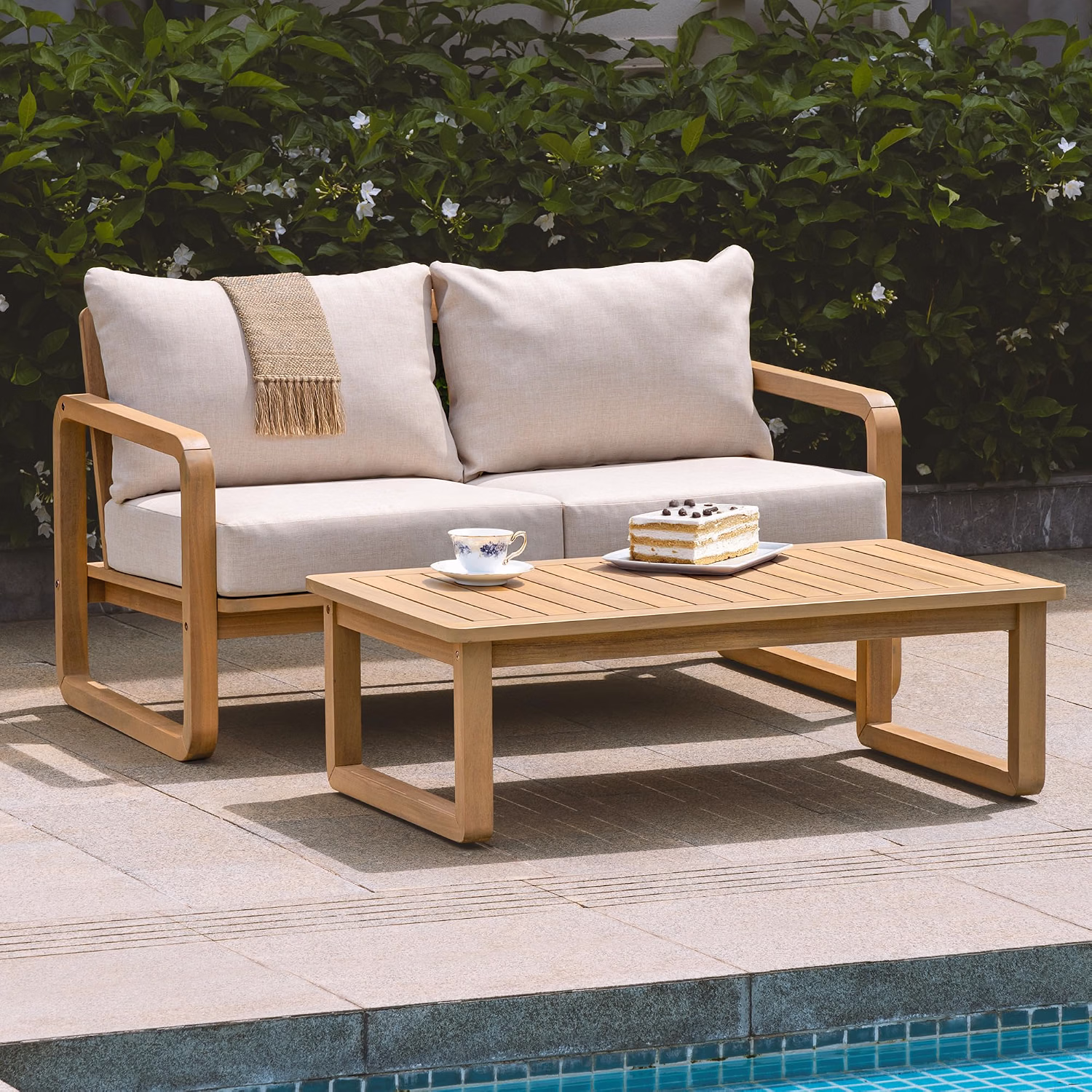 Heavy Duty 500lbs Weight Capacity Wicker Bistro Table and Chairs Set of 2 with Premium Olefin Fabric Soft Cushions - Image 2