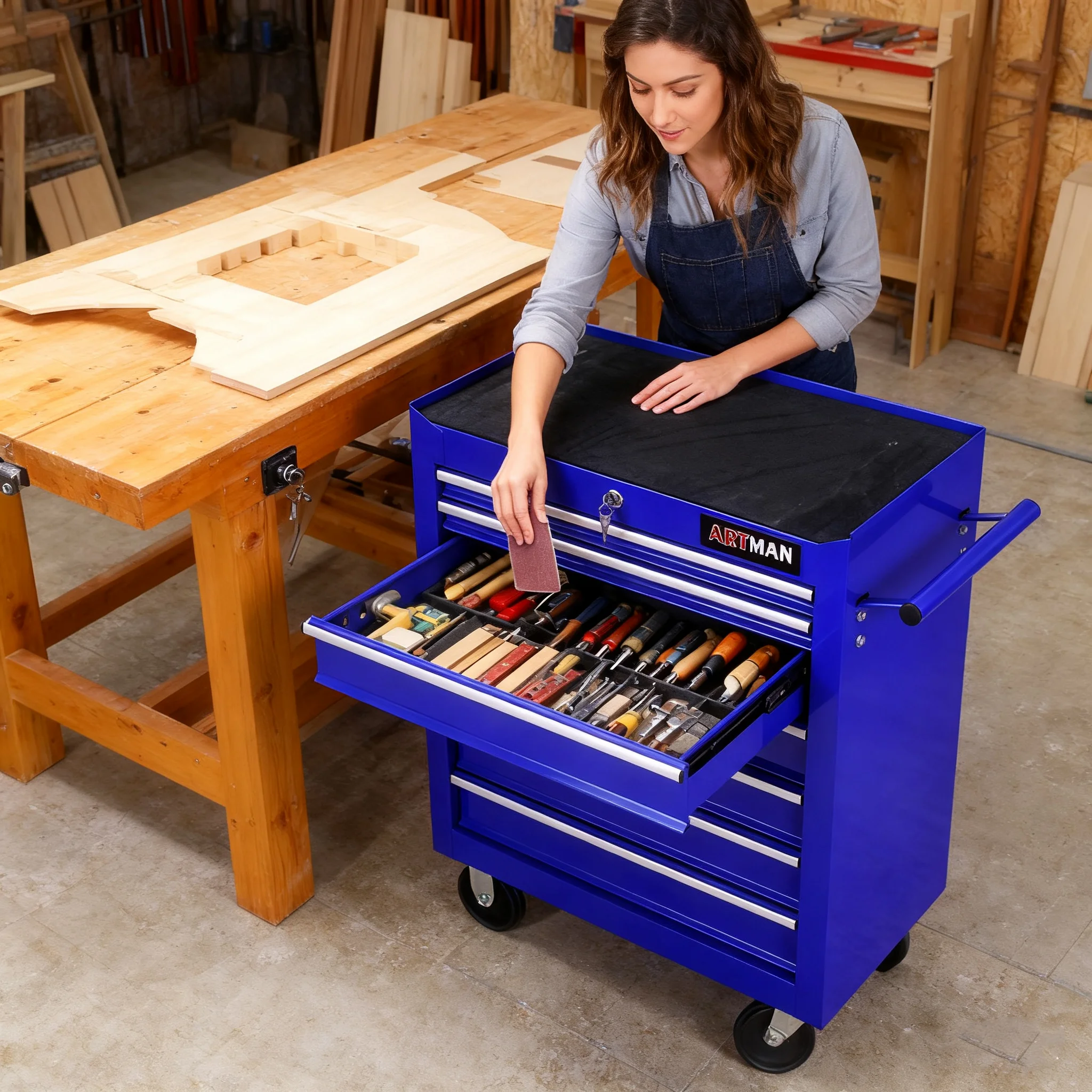 ARTMAN 7 Drawer Tool Rolling Storage Cart ,Tool Boxes Tool Chest with Wheels and Drawers for Garage Workshop Warehouse - Image 56
