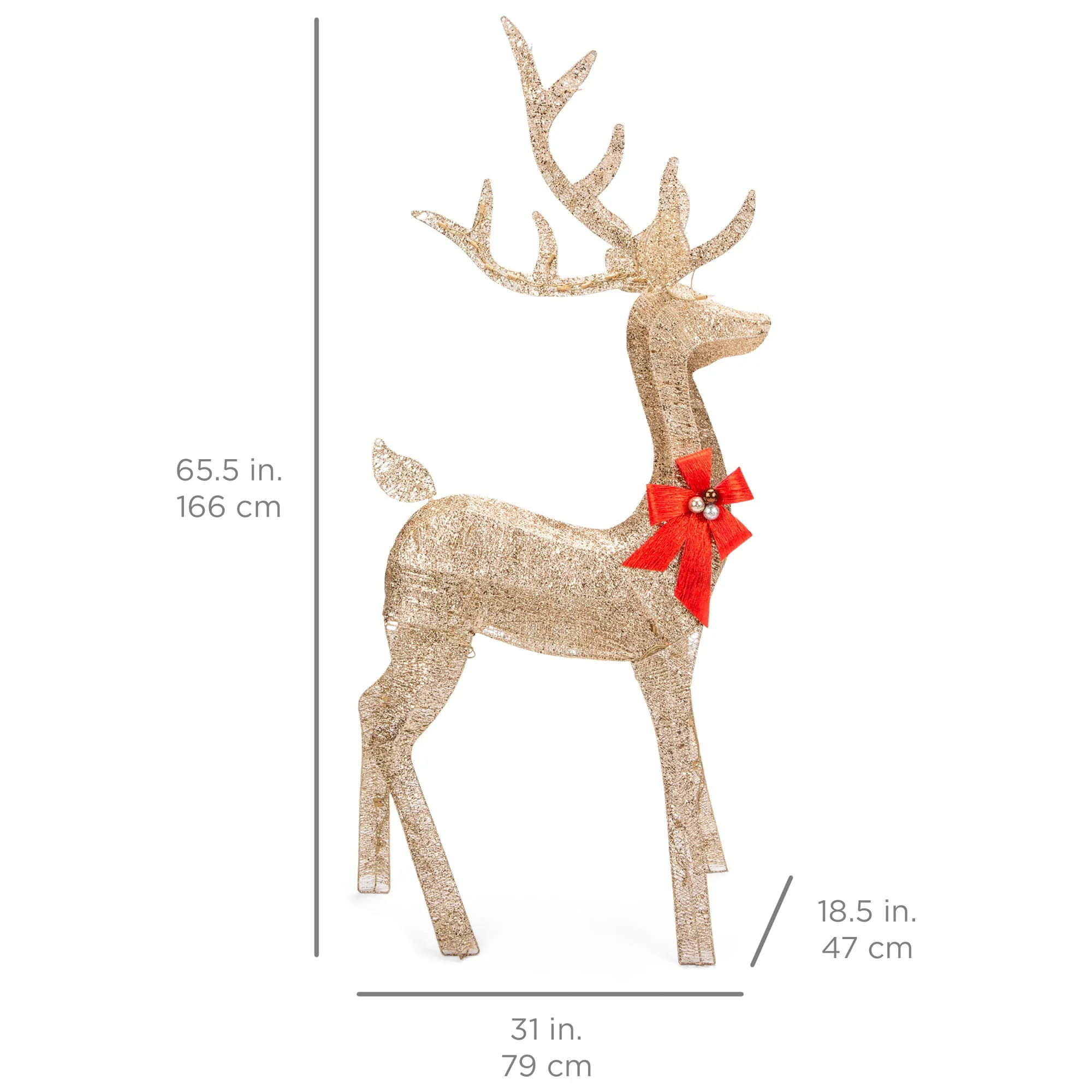 Best Choice Products 5ft Pre-Lit Reindeer Yard Christmas Decoration, Gold Holiday Deer w/ 150 Lights, Stakes, Zip Ties - Image 7