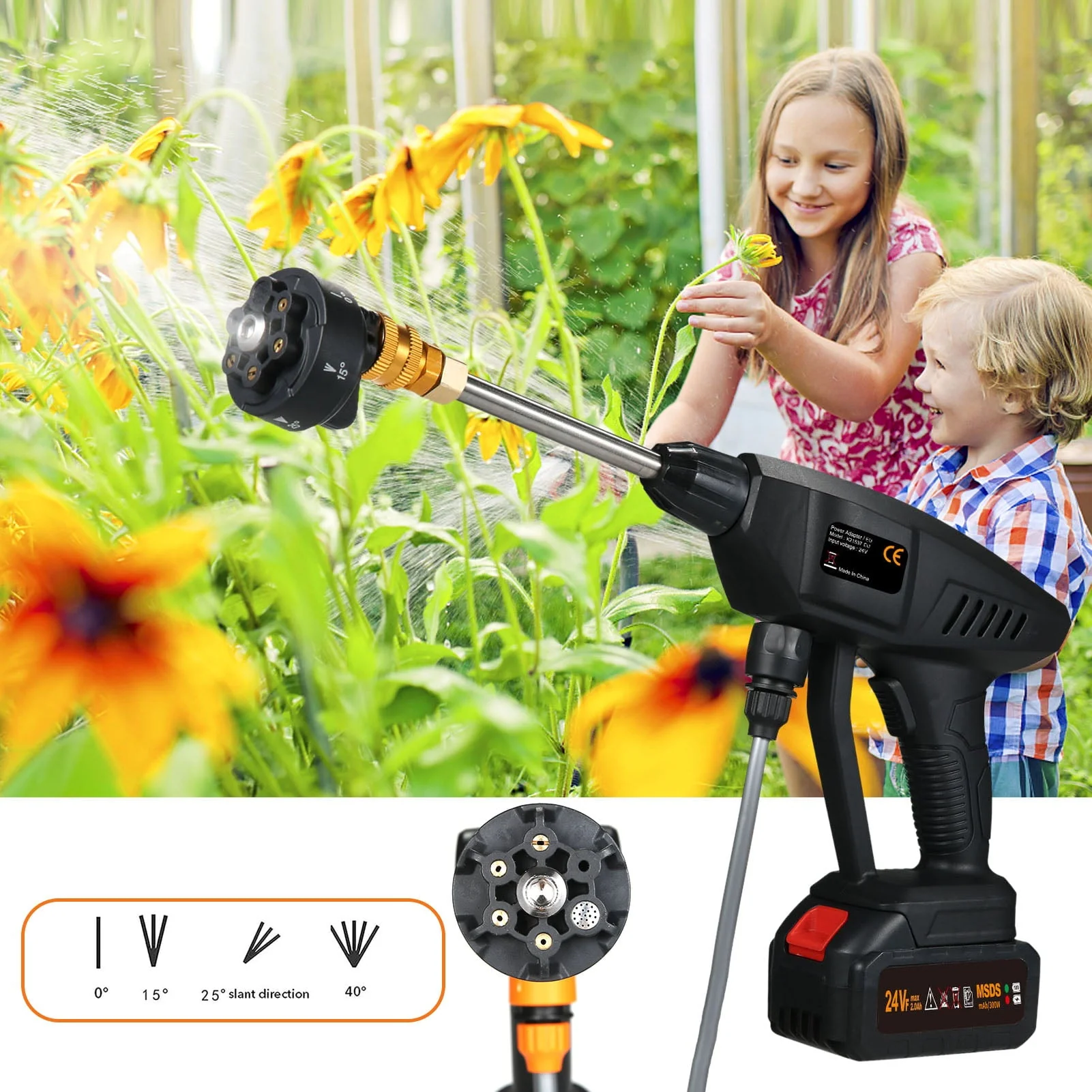 Eccomum 6-in 1 Spray Cordless Power Washer 60Bar 300W High Power Washer Machine with Rechargeable Battery for Car Fence Floor Cleaning Watering - Image 4