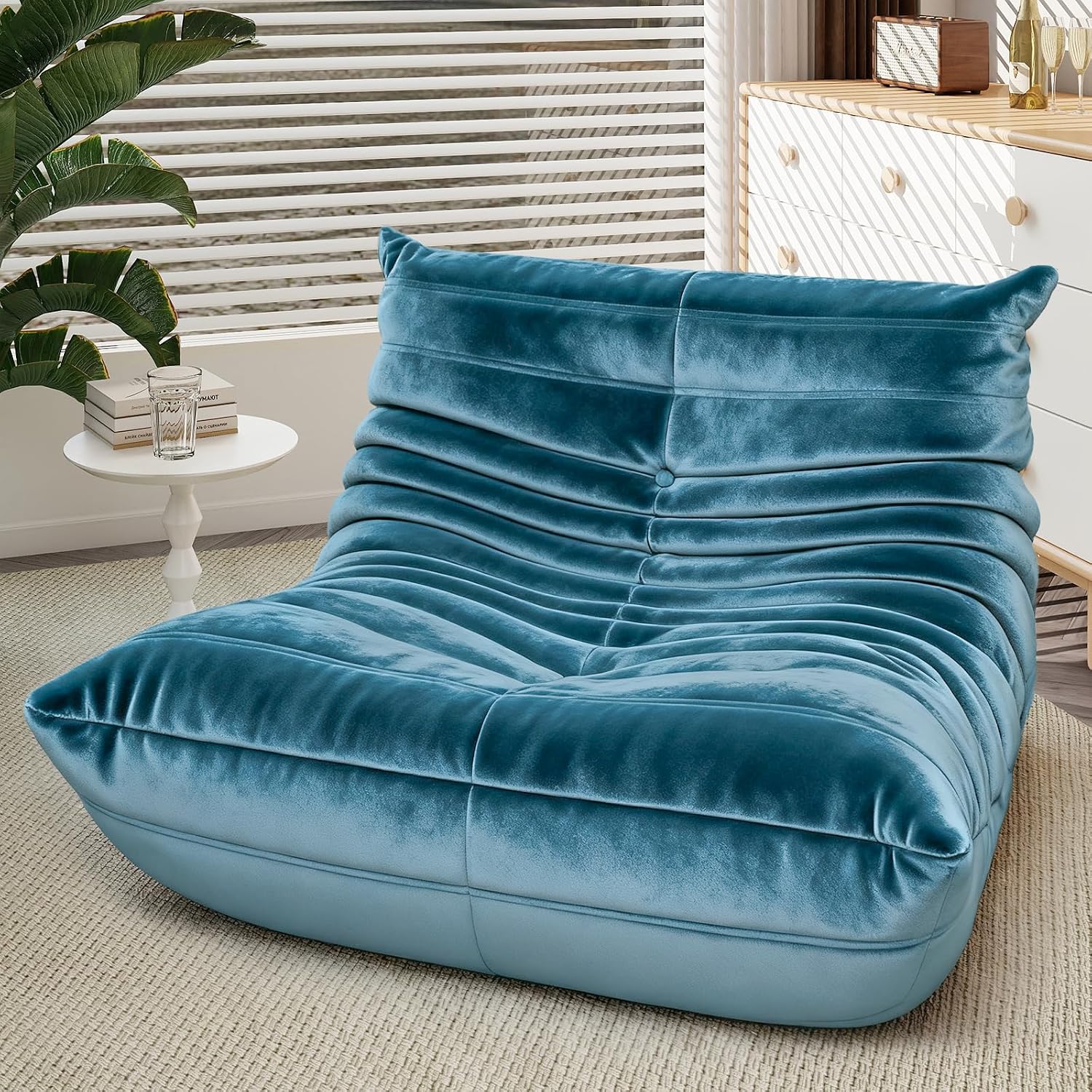 Bean Bag Chair for Adults, High-Density Foam, Dutch Velvet, Grey - Image 8
