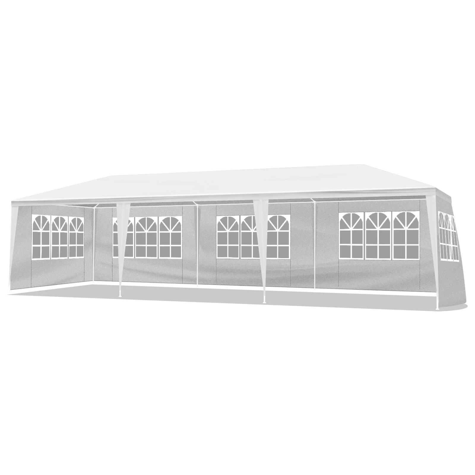 10'x30' White Outdoor Party Tent Gazebo - Waterproof PE Canopy with 8 Removable Sidewalls & Windows, Heavy Duty Iron Frame for Weddings, Events, Patios & Backyards - Image 4