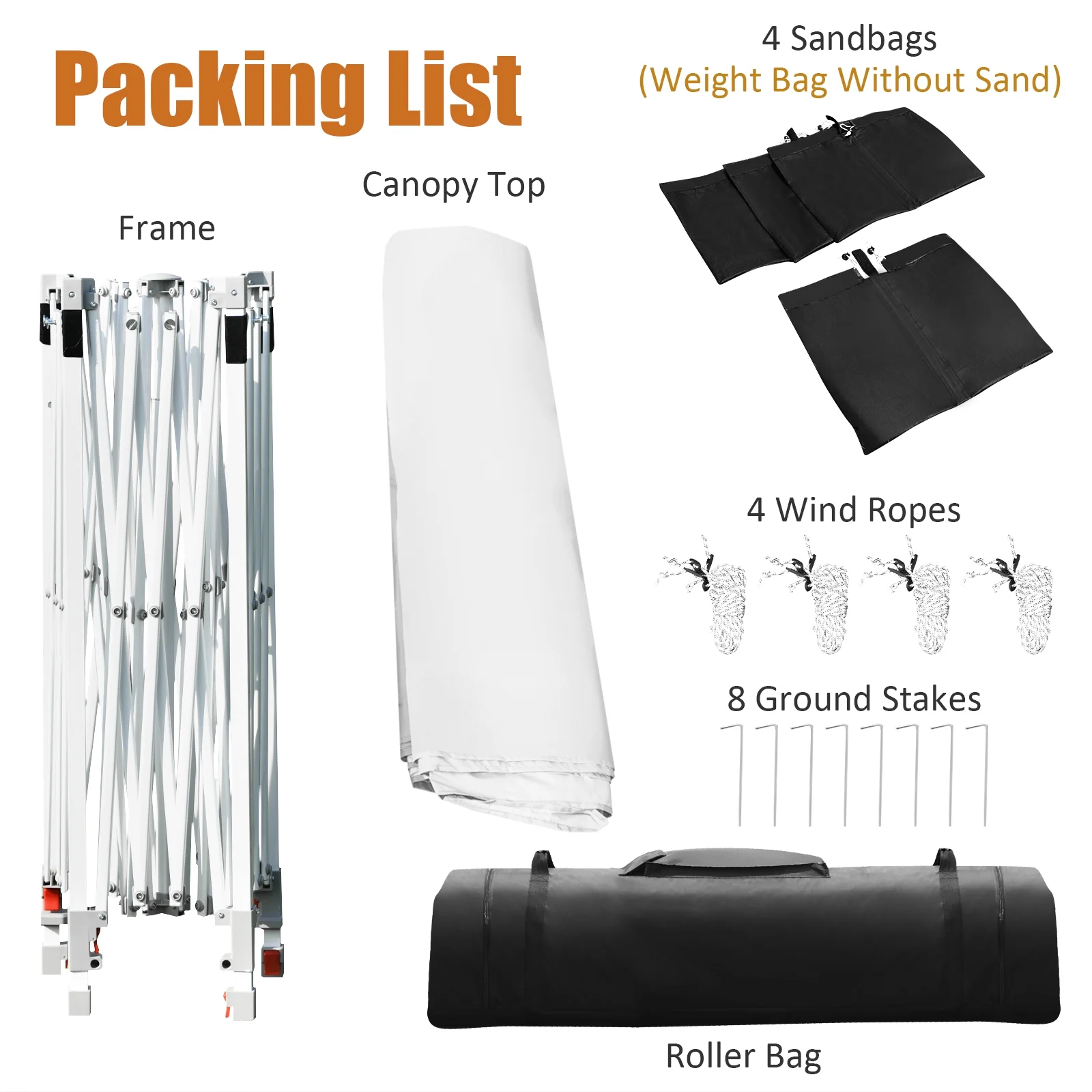 Patiojoy 10x17ft Pop up Canopy 3 Height Adjustment Folding Tent with Roller Bag White - Image 12