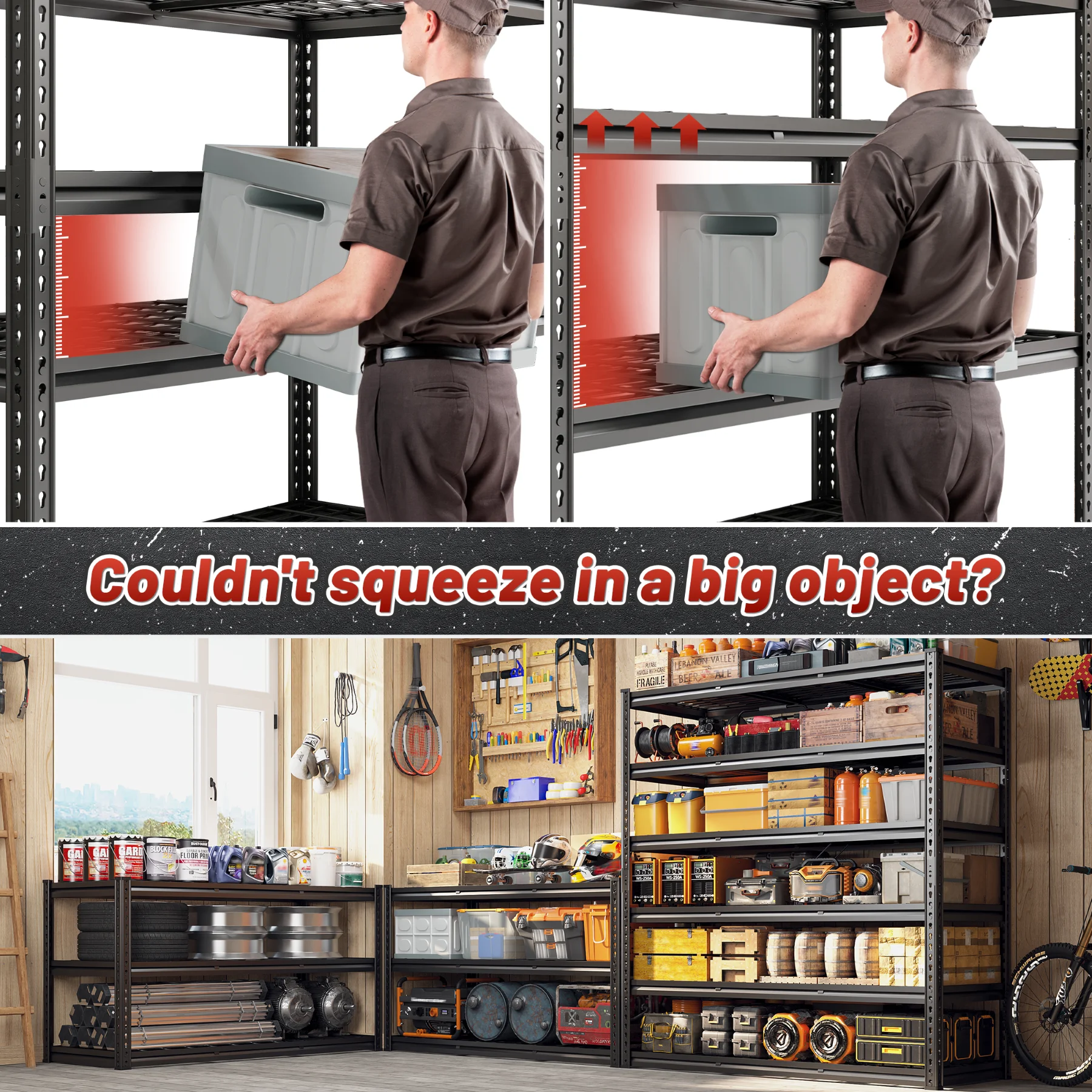 REIBII 48" W Garage Shelving Units 5 Tier Storage Shelves Heavy Duty Adjustable Metal Utility Shelf-72" H x 48" W x 24" D - Image 14