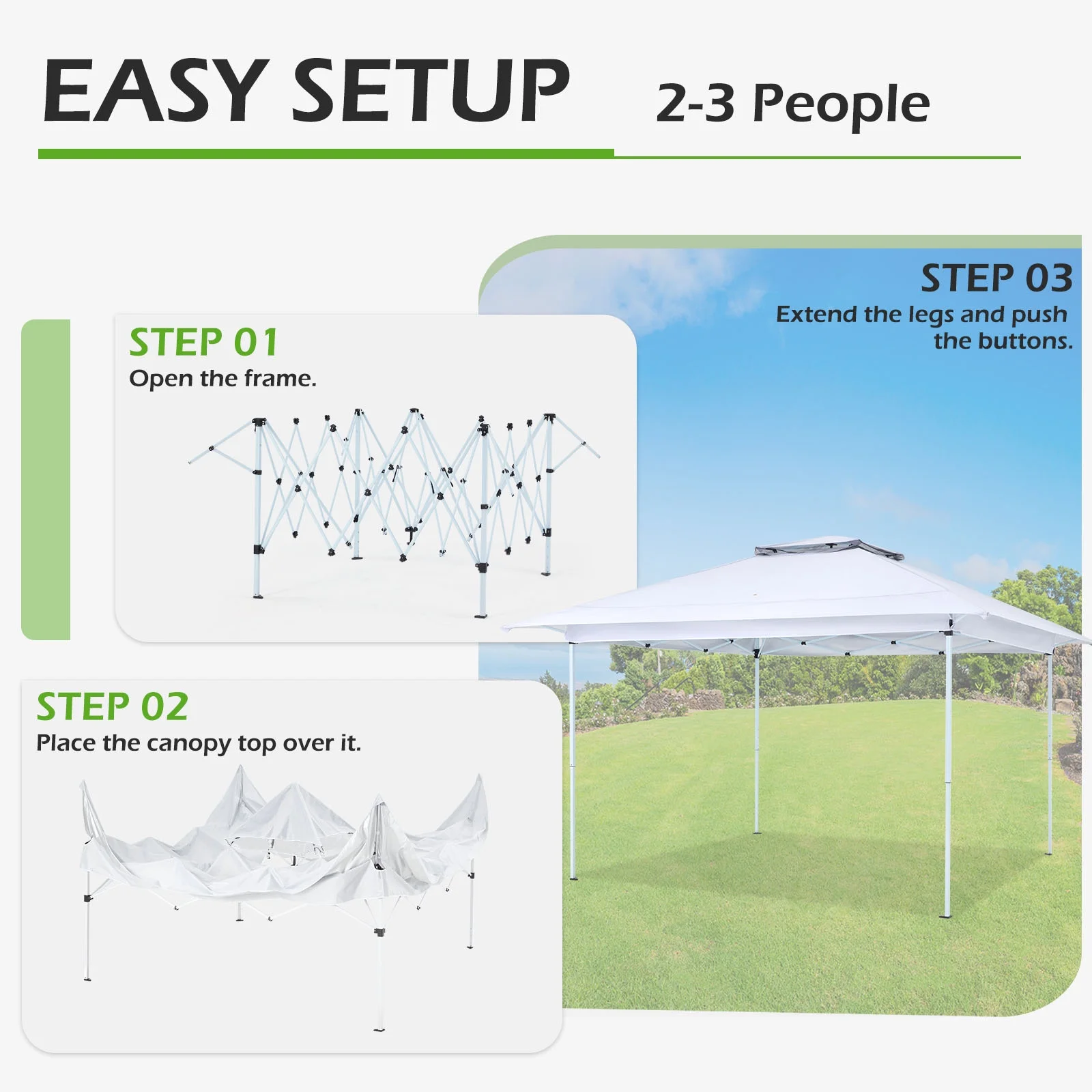 AVAWING 12x12 ft Outdoor Pop-up Canopy Party Tent Easy Setup Patio Wedding Tent, Khaki - Image 25