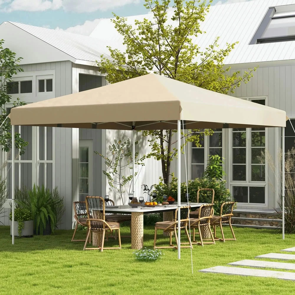 GVN Backyard Garden Canopy, Camping Canopy Screen Tent,13' x 13' Pop Up Canopy Tent with Height Adjustable, Carry Bag for Outdoor, Garden, Patio, Beige - Image 3