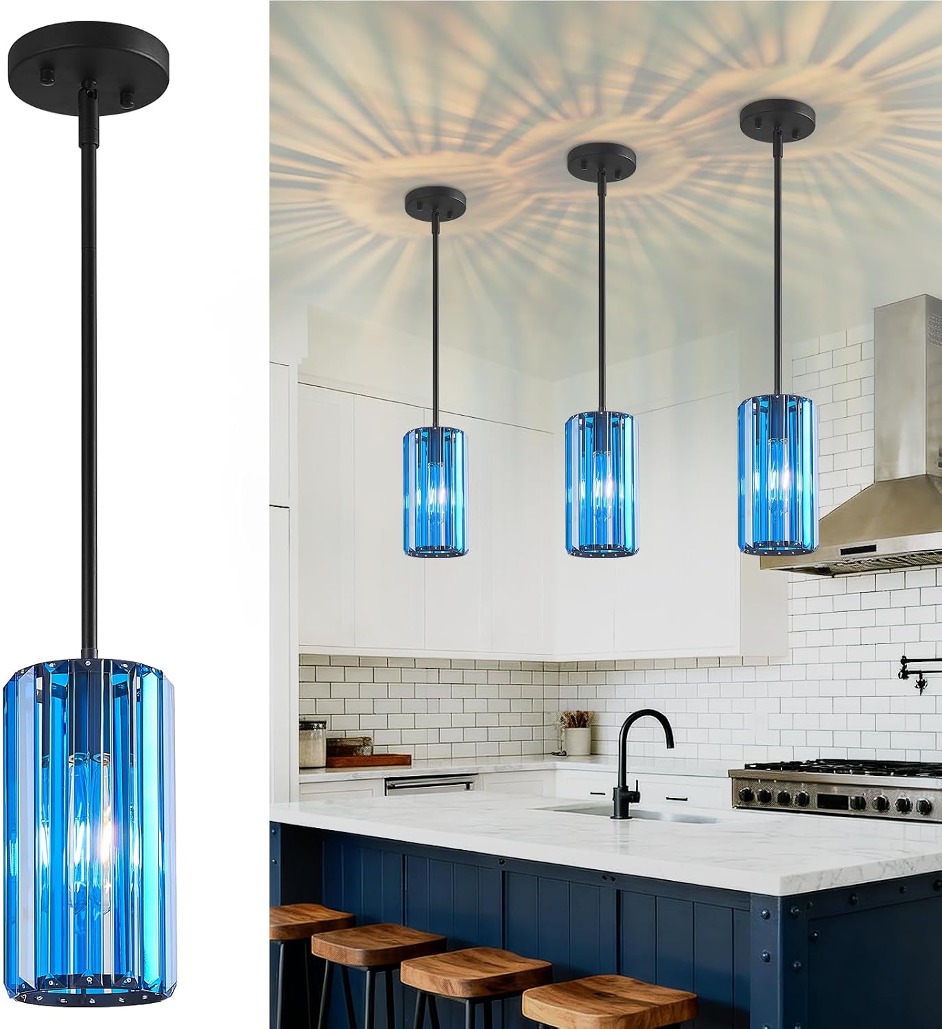 Chrome Pendant Lighting, Modern Pendant Light, Mini Crystal Chandeliers, Adjustable Pendant Light Fixture for Kitchen Island, Dining Room, Corridor & Bedroom (Chrome, 3-Pack) - Image 30
