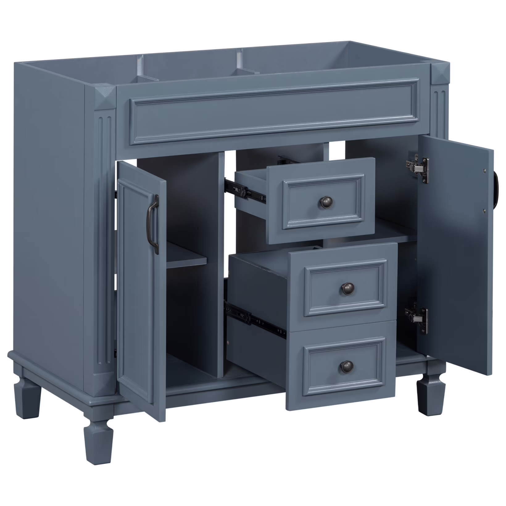 Modern Bathroom Furniture Set, 36" Bathroom Vanity with Top Sink, 35" Wall Mounted Bathroom Storage Cabinet, Mirror Cabinet with 6 Shelves, Storage Cabinet with 2 Doors and 2 Drawers, Grey - Image 3