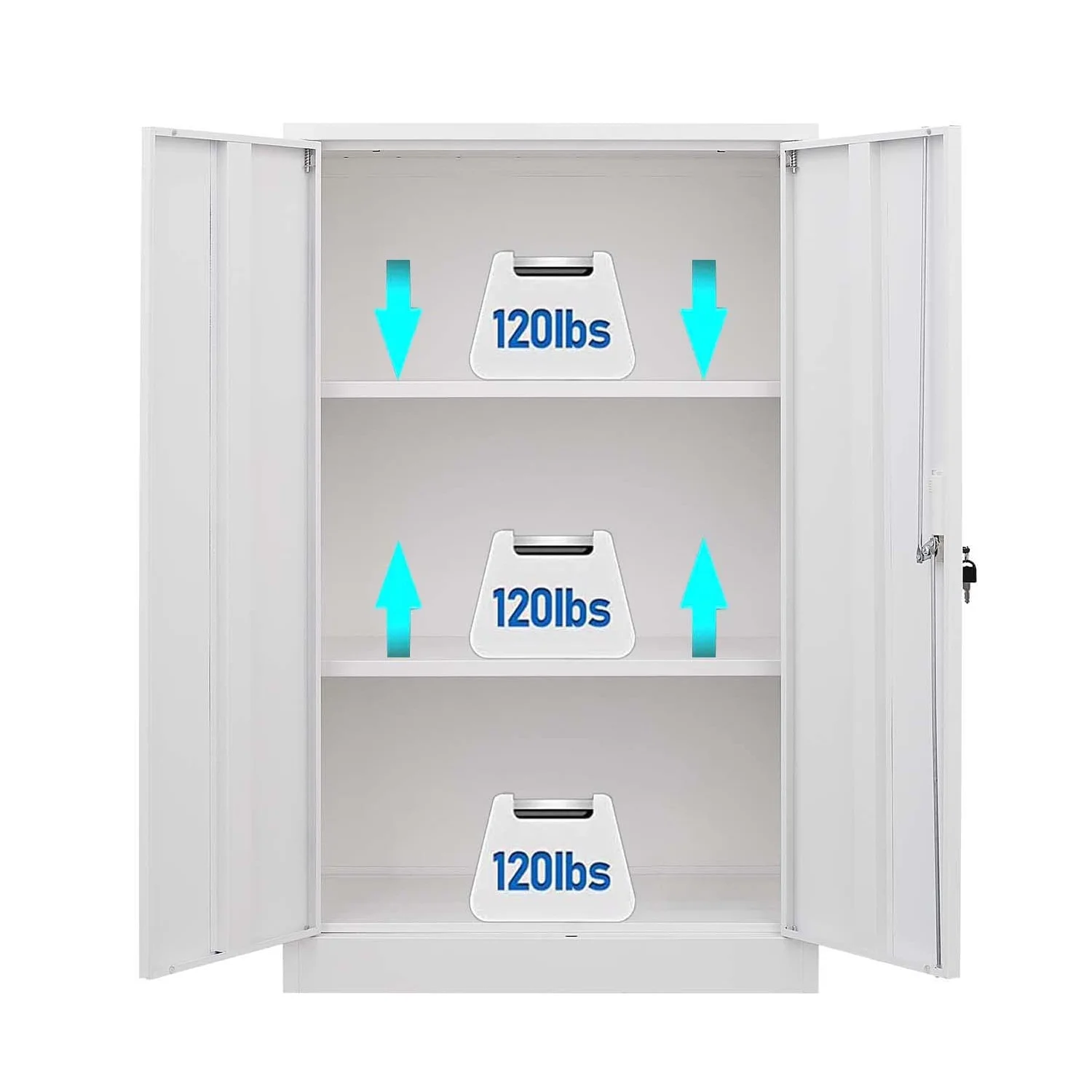 Gewnee Metal Storage Cabinet, 42 inch Folding Garage Cabinets with Adjustable Shelves and Locking Doors,White - Image 6