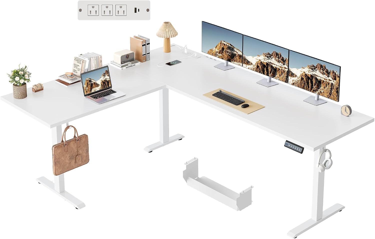 L Shaped Standing Desk 63 x 48 Inch, Electric Height Adjustable Corner Desk for Home Office Workstation, Ergonomic Sit to Stand Computer Table with Memory Controller, Rustic Brown - Image 23