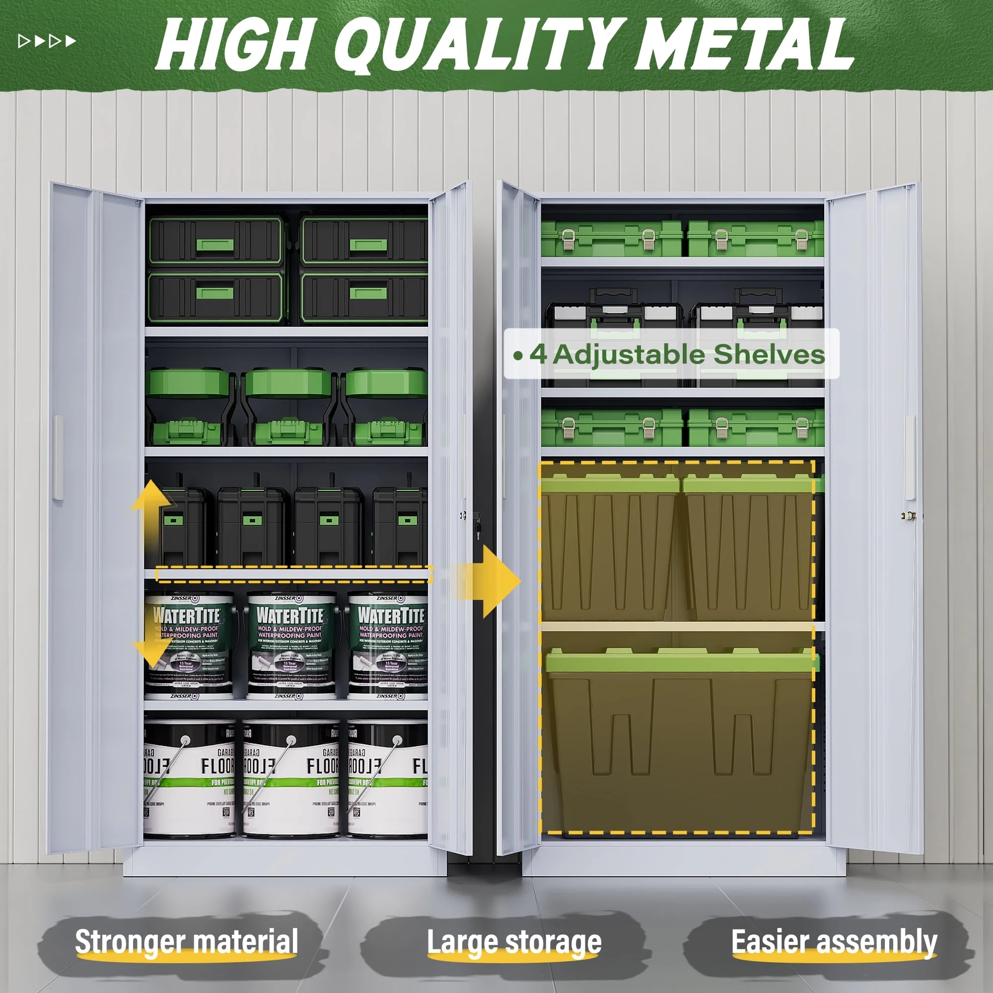 SOLAURA Metal Storage Cabinet with Wheels, 73" Garage Rolling Cabinet with Locking Door and 4 Shelves, Tool Cabinet on Caster for Home, Office, Black - Image 90