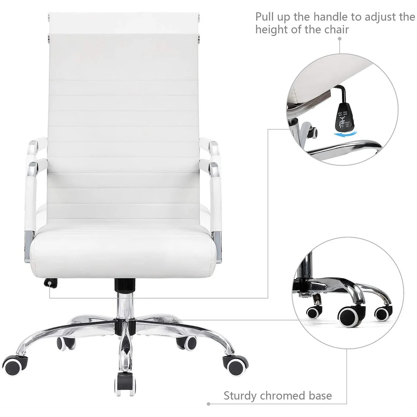 Ergonomic Ribbed Office Chair, Modern Computer Desk Chair with Comfortable Upholstered Seat for Home and Office - Image 5