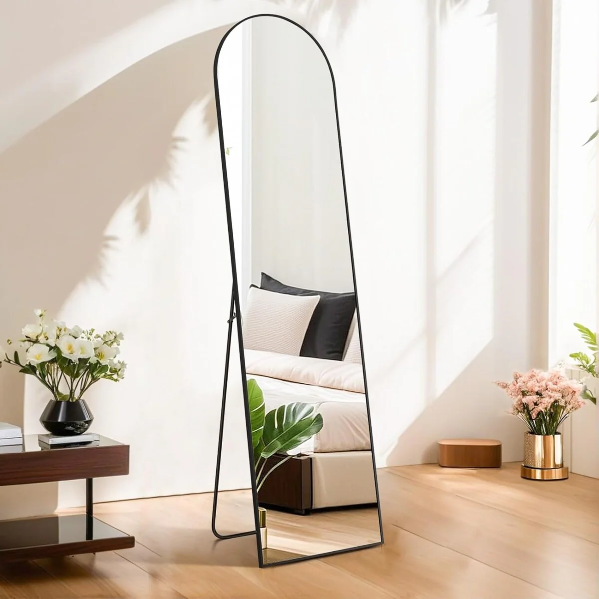 Full Length Mirror with Stand, Aluminum Alloy Frame Full Body Floor Mirror for Bedroom and Cloakroom - Image 5