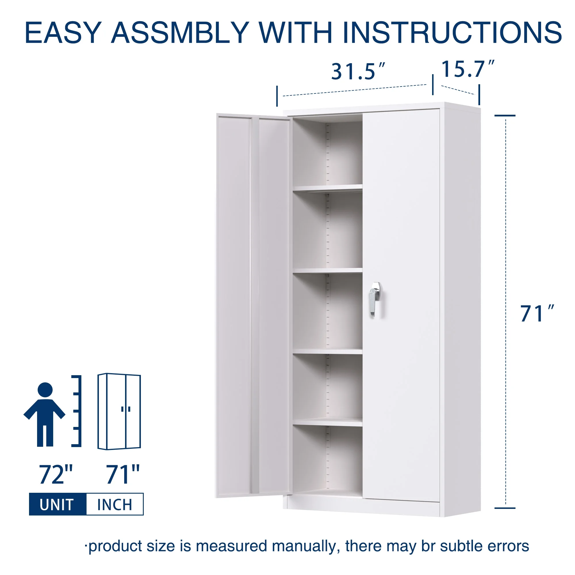 Aobabo Metal Storage Cabinet with Lock & Pegboard,Garage Storage Cabinet with 5 Adjustable Shelves,Tool Storage Cabinets for Home Office Garage,Assembly Required,Black - Image 47
