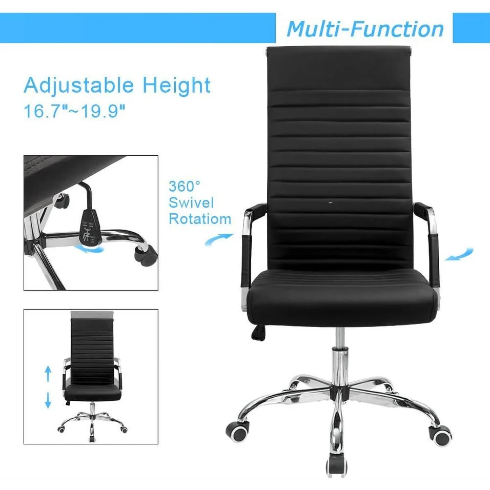 Ribbed High Back Office Chair, Ergonomic Conference Desk Chair for Home Office, Meeting Room and Workspace - Image 6