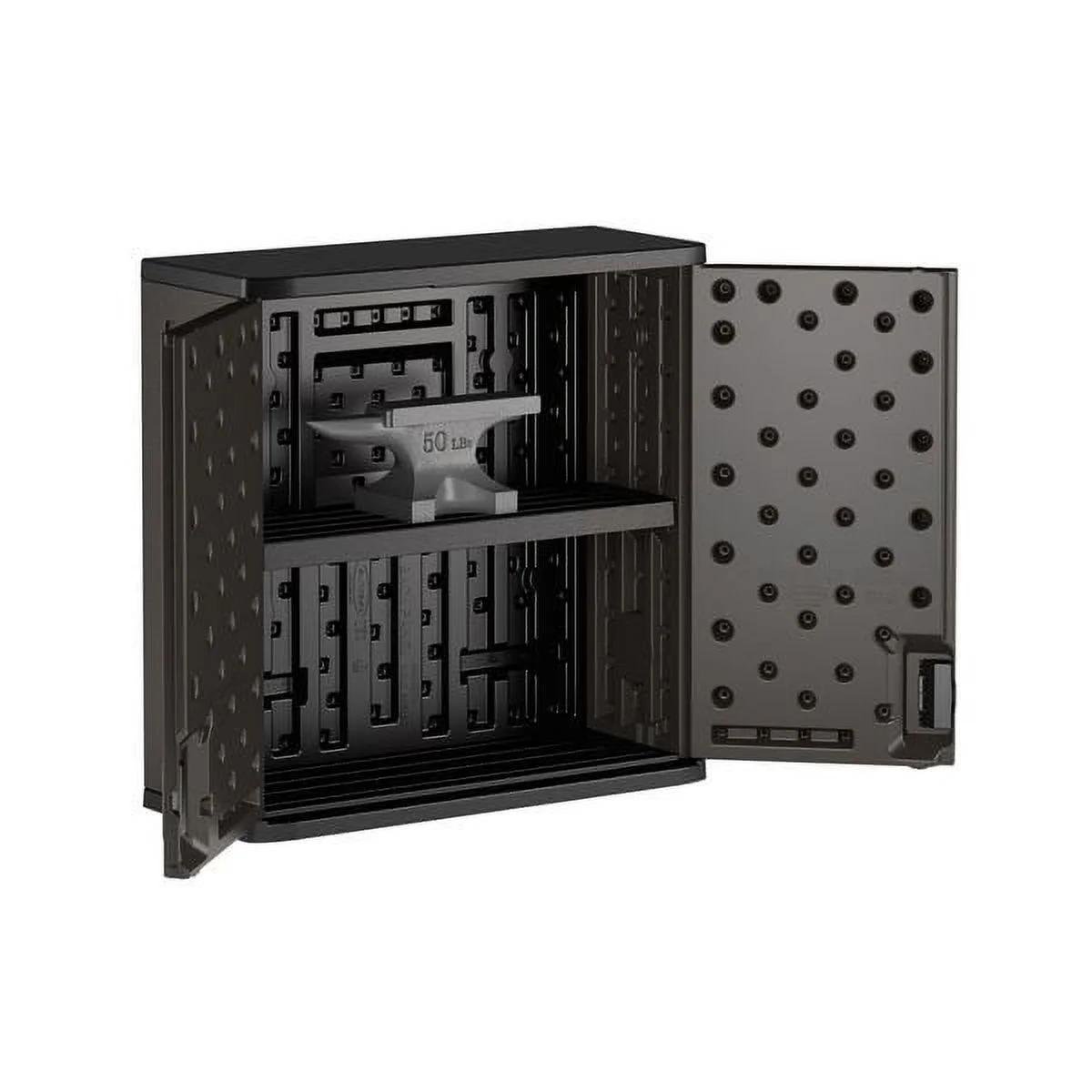 Suncast Commercial Grade Resin 1-Shelf Wall Storage Cabinet for Garage or Shed, Black - Image 3