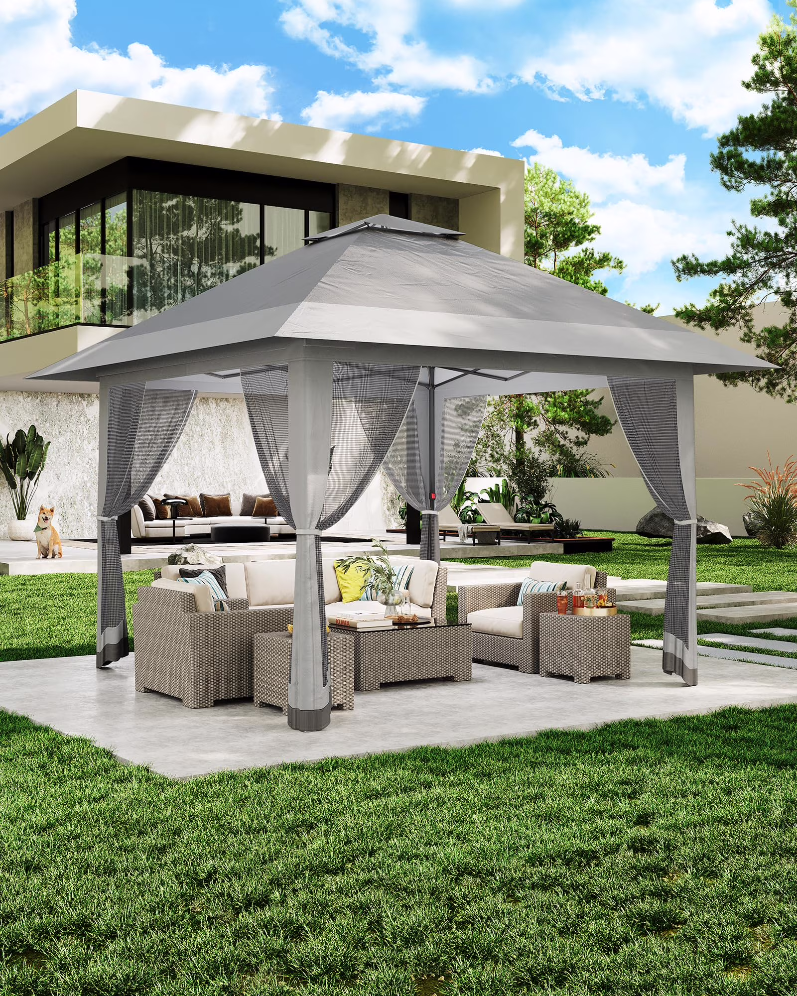 Accreate 13' X 13' Outdoor Patio Gazebo,Outdoor Canopy Tent with Mosquito Netting,Backyard Tent for Party, Wedding, Outdoor Dining, Patio, Backyard - Image 11