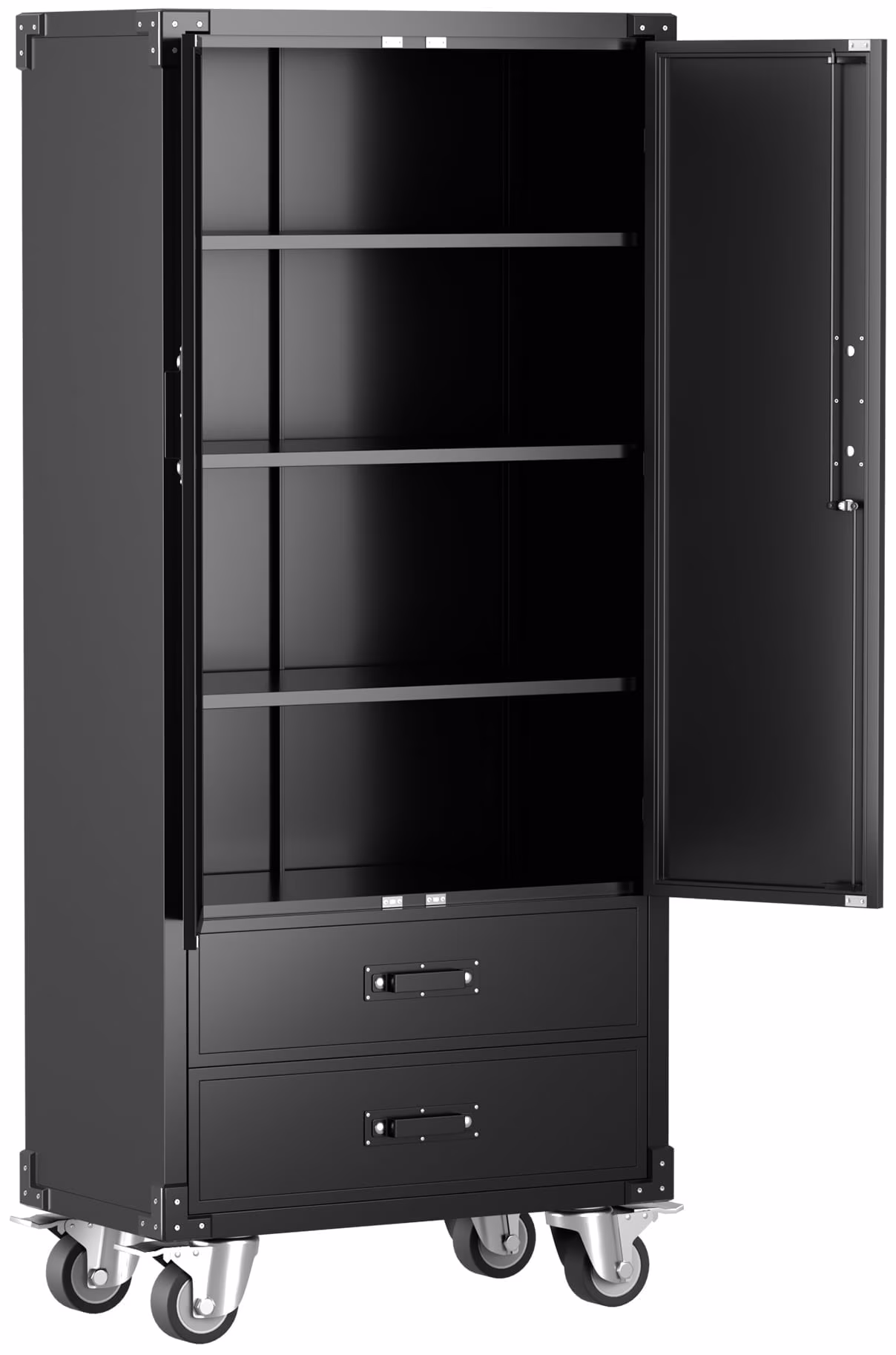 GangMei 71 Inches Tall Metal Garage Storage Cabinets with 5 Adjustable Shelves & Pegboards, Lockable Steel Black Storage Cabinet with Doors for Office, Home, School, Shops, Garage, Assembly required - Image 16