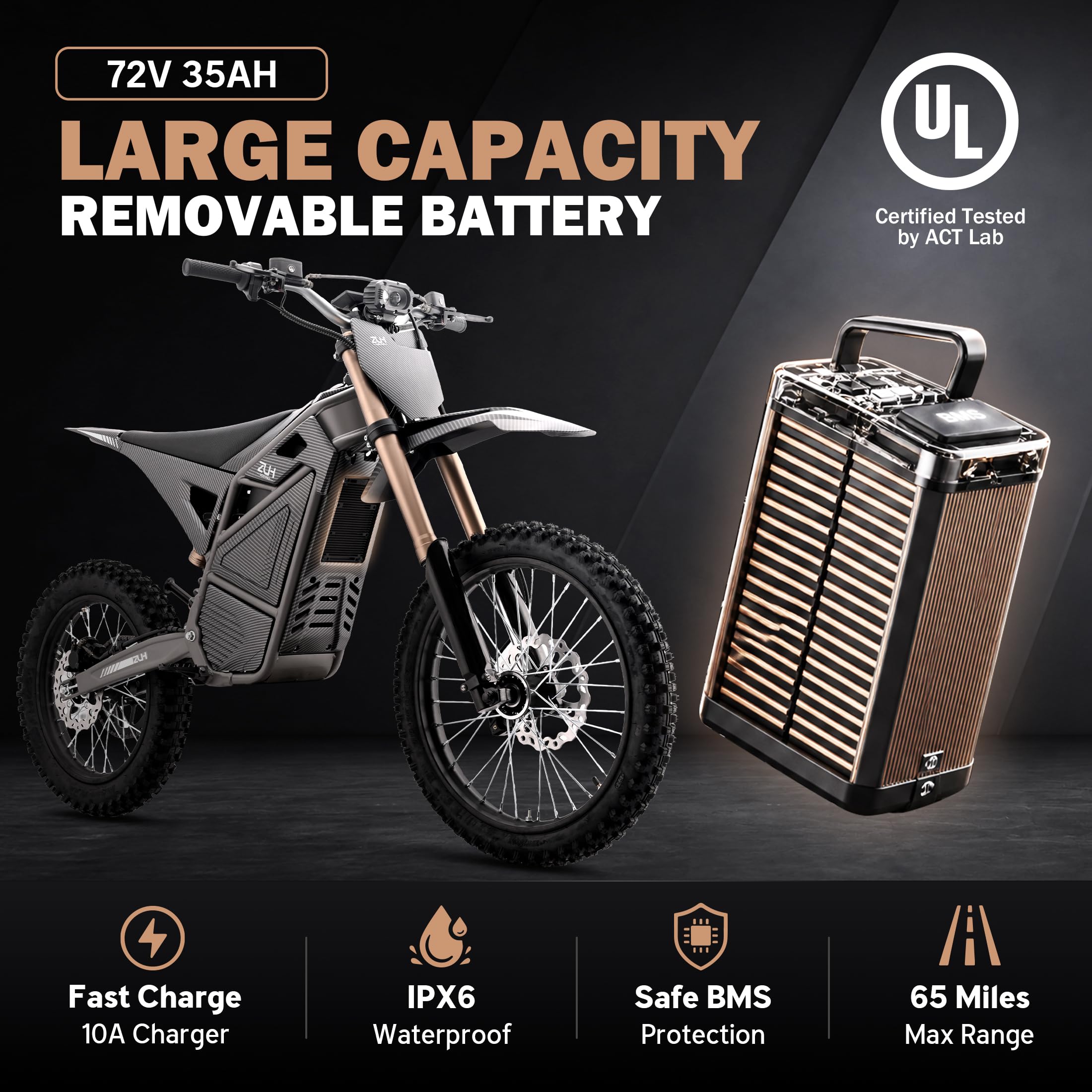 Z03 PRO 72V 10000W Electric Dirt Bike Motorcycle for Adults,55MPH Speed - Image 4