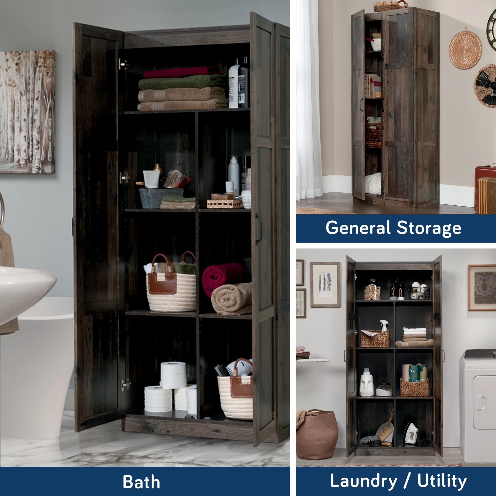 Sauder Select 2 Door Storage Cabinet, Reclaimed Pine Finish - Image 4