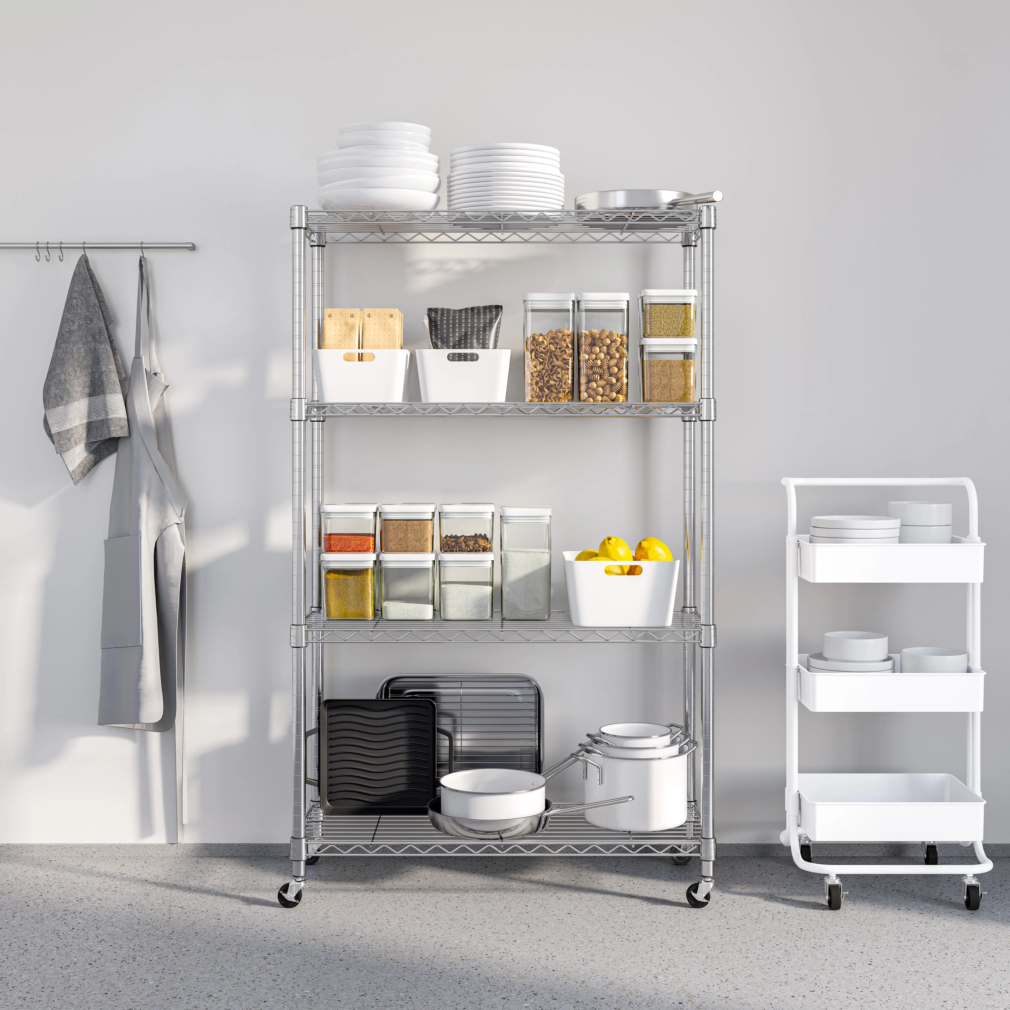 Seville Classics Solid Steel Wire Shelving Storage Unit Adjustable Shelves Organizer Rack, for Home, Kitchen, Office, Garage, Bedroom, Closet, Silver, 4-Tier, 36" W x 14" D - Image 15