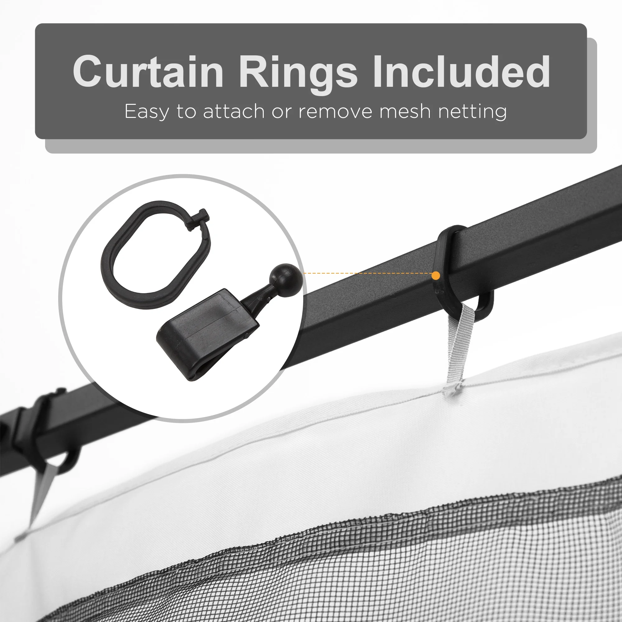 Outsunny 10' x 10' Universal Replacement Mesh Sidewall Netting for Patio Gazebos and Canopy Tents with Zippers, (Sidewall Only), White - Image 5
