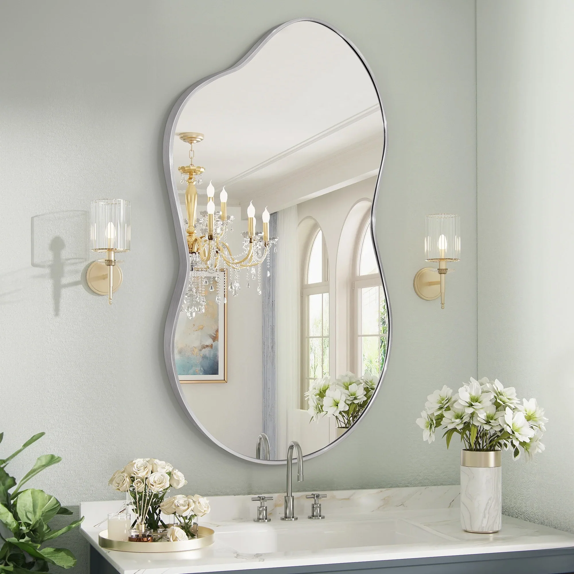 Asymmetrical Irregular Wall Mirror, Modern Decorative Accent Mirror for Living Room, Bedroom and Entryway - Image 7