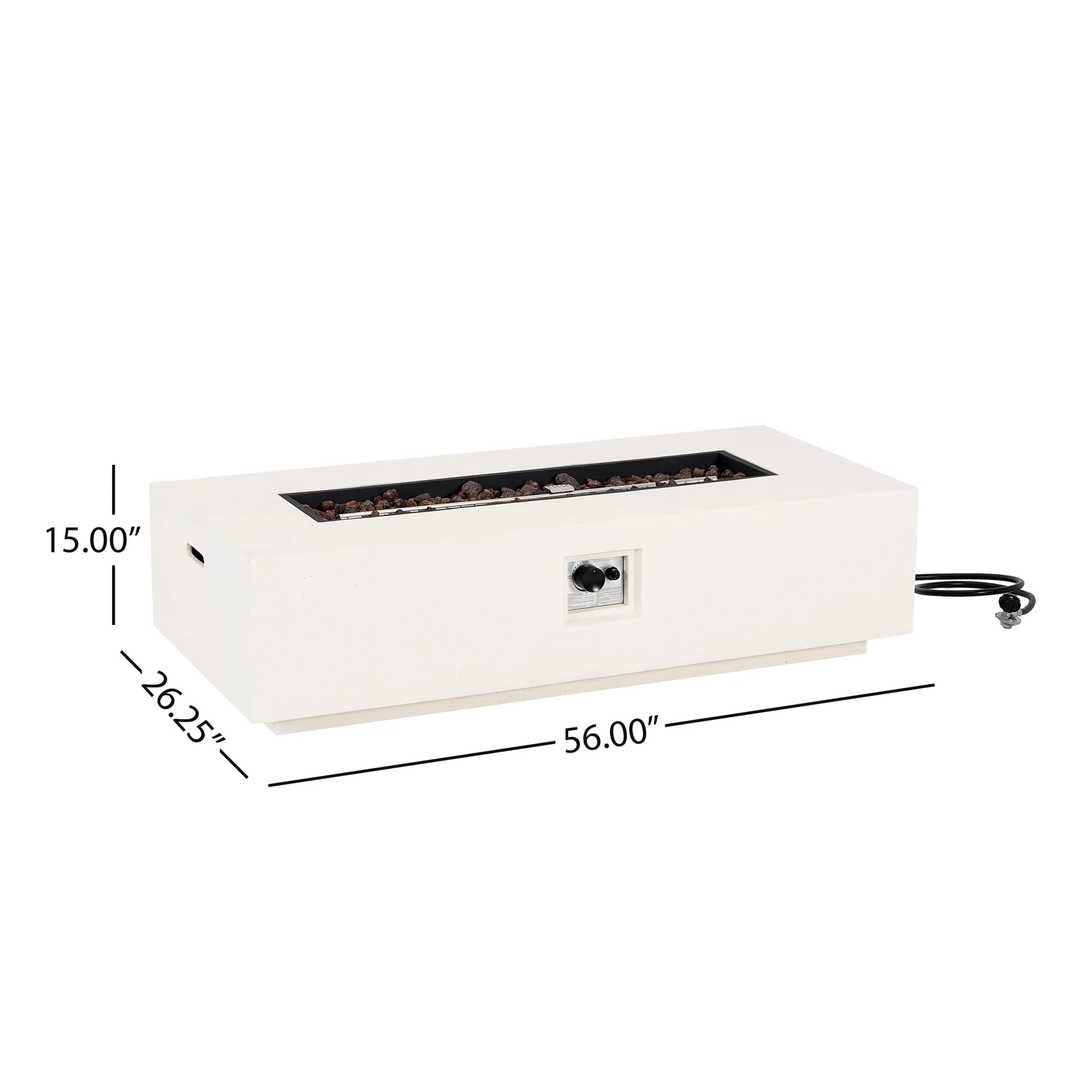 Christopher Knight Home Modern Outdoor 56" Rectangular Propane Fire Pit, 50,000 BTU, White MGO, (No Tank Cover) - Image 4