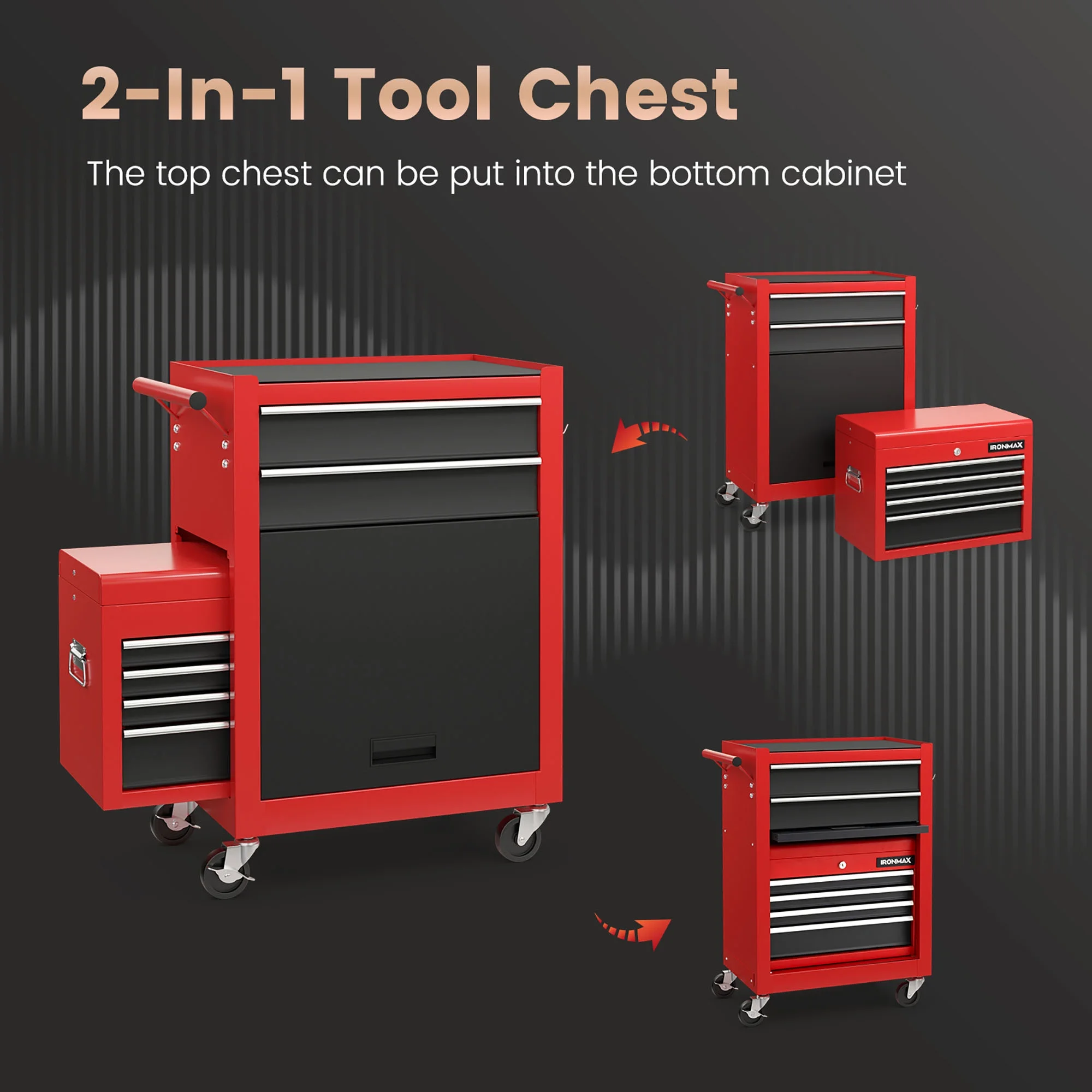Gymax 6-Drawer Rolling Tool Chest Lockable Tool Box and Storage Cabinet Garage Workshop - Image 4