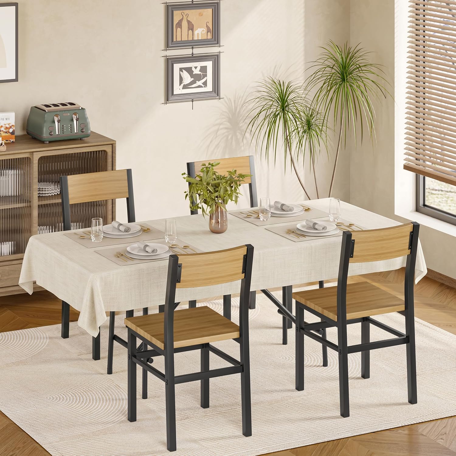 Black Dining Chairs Set of 4, Upgrade Farmhouse Kitchen Room Chair