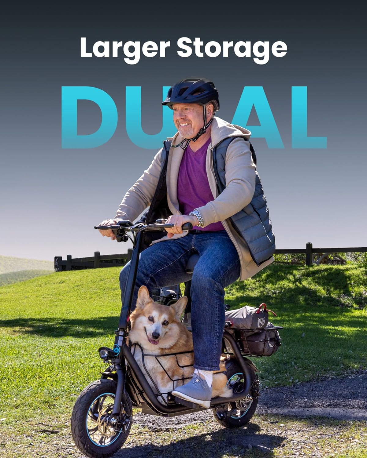 Electric Scooter with Large Basket, 550W Motor - Image 2