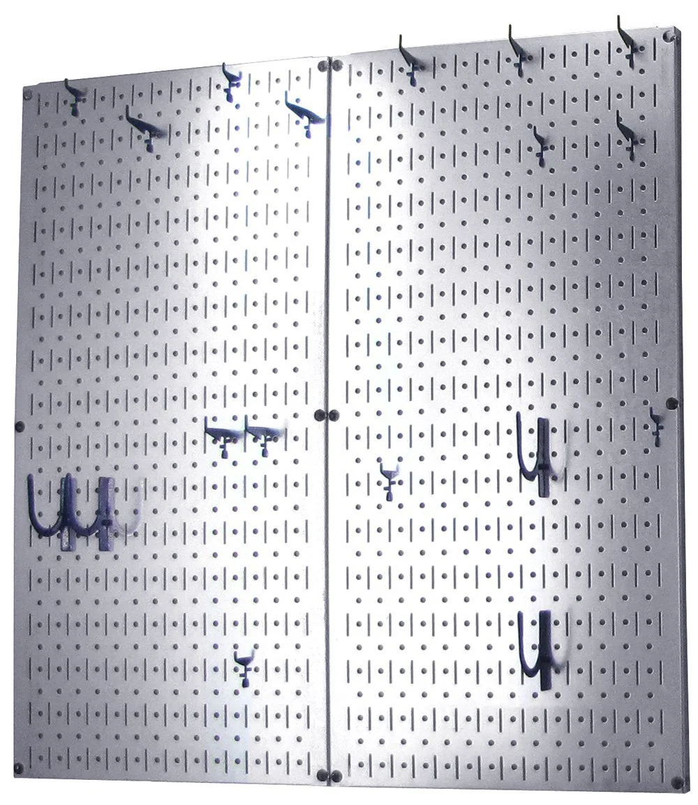 Wall Control Kitchen Pegboard Organizer Pots and Pans Pegboard Pack Storage and Organization Kit with Metallic Silver Pegboard and Blue Accessories - Image 2