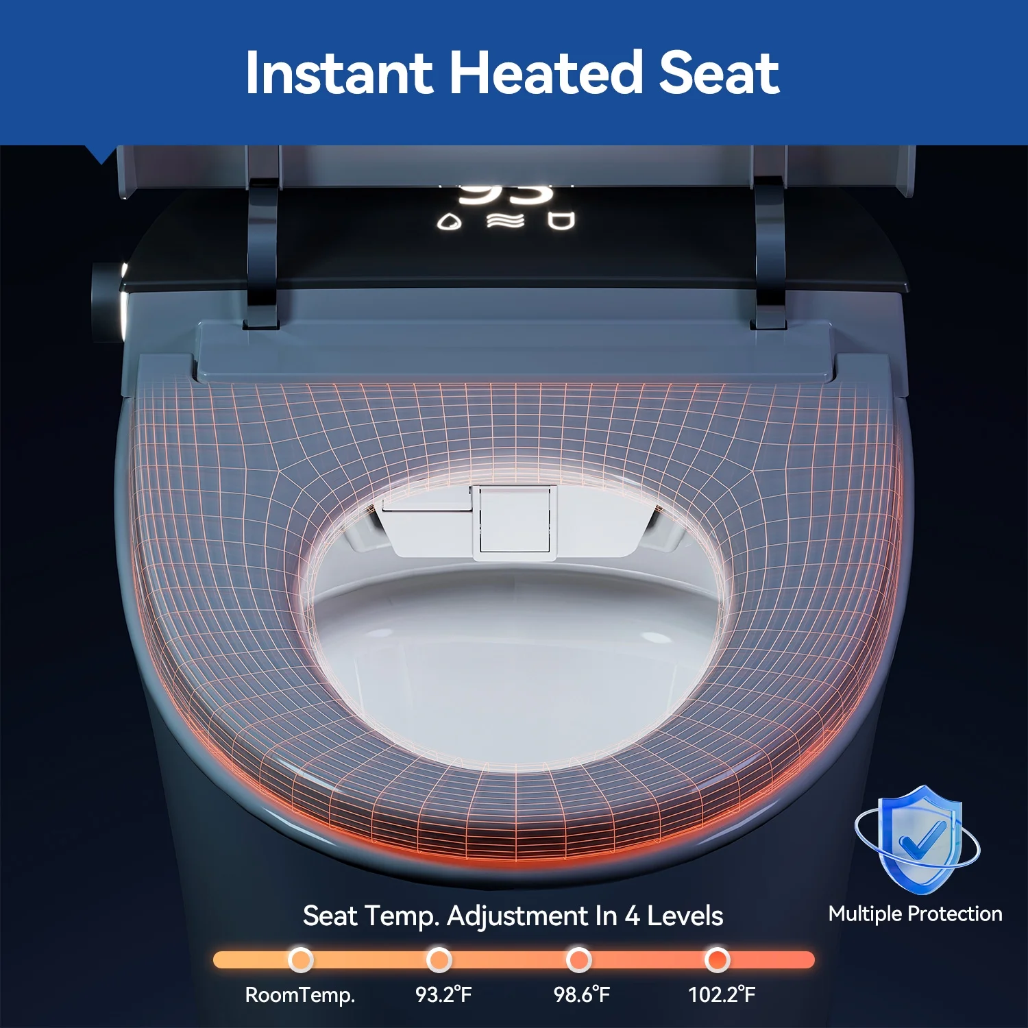 HOROW Smart Bidet Toilet Adjustable Cleaning , Heated Seat, No Water Pressure Limit, Auto Open/Close - Image 12