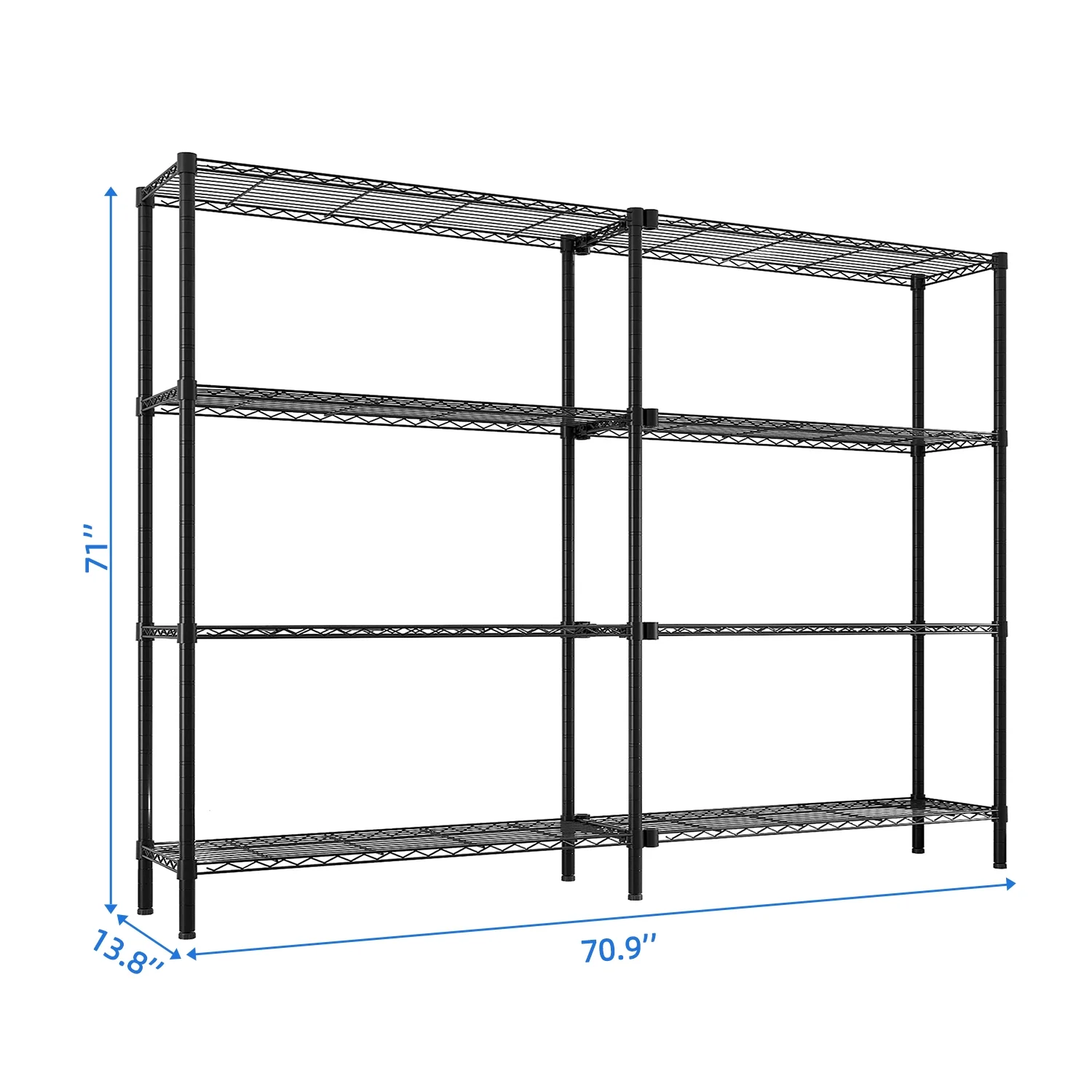 Zimtown Heavy Duty Storage Shelves, 63"W Wire Shelving Unit, Adjustable 4 Tier Metal Shelves Organizer Silver for Pantry Kitchen Basement, 1500 lbs Capacity - Image 34