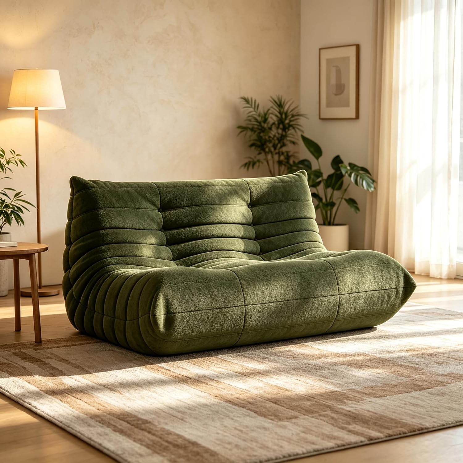 Bean Bag Chair for Adults, L-Shaped Memory Foam Togo Lounger, Green - Image 16