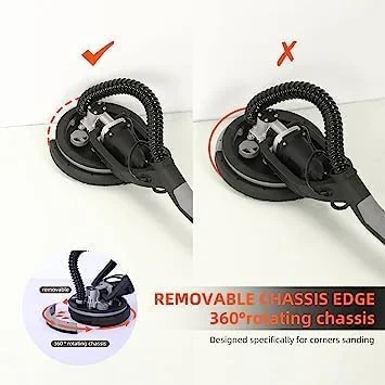 Danolapsi Drywall Sander,750W Electric Drywall Sander 7 Variable Speed 900-1800 RPM Sander with LED Light,Extendable Handle,Dust Hose,14 Pcs Sanding discs,Storage Bag - Image 6