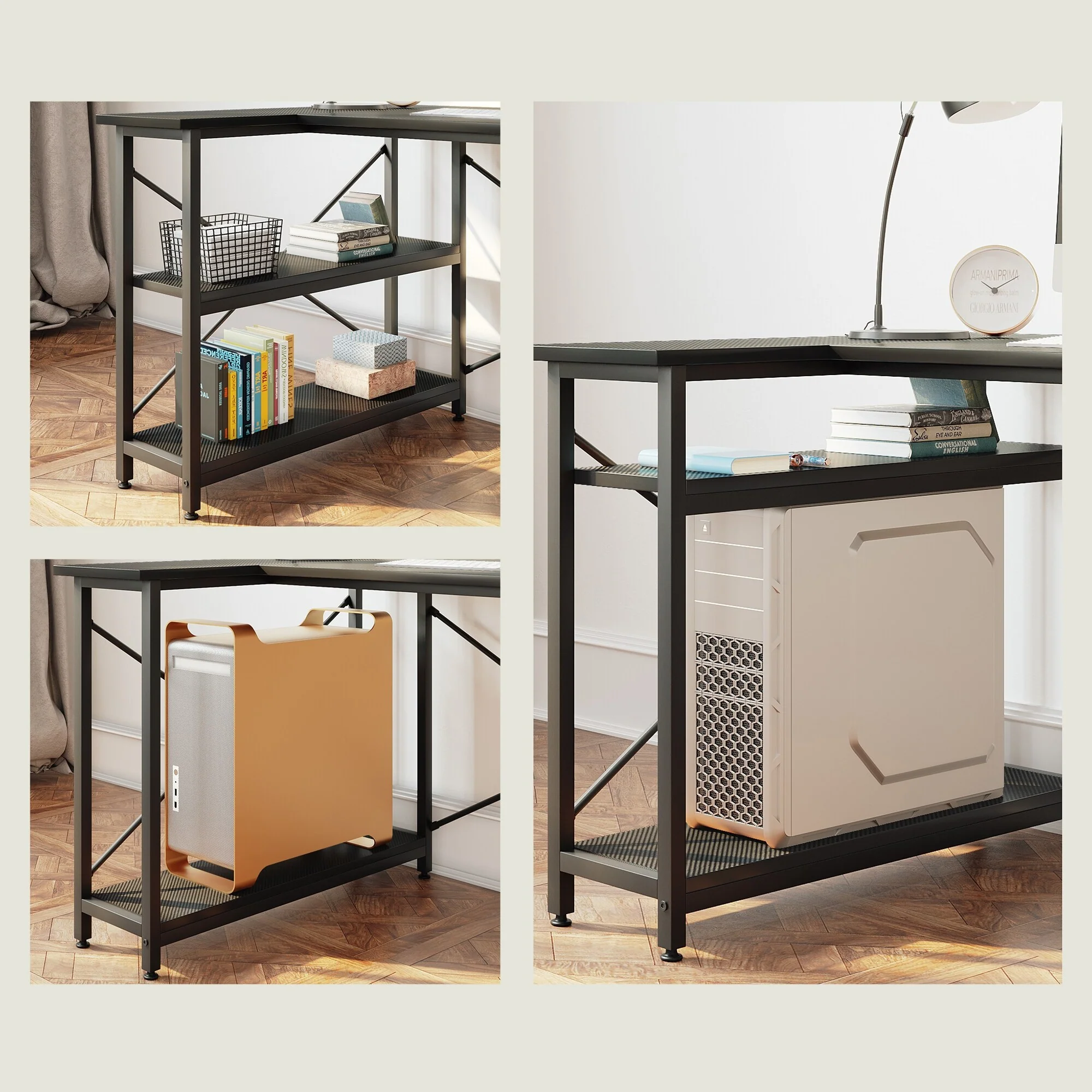 Small L Shaped Computer Desk with Storage Shelves, Compact Corner Workstation for Home Office and Study - Image 67