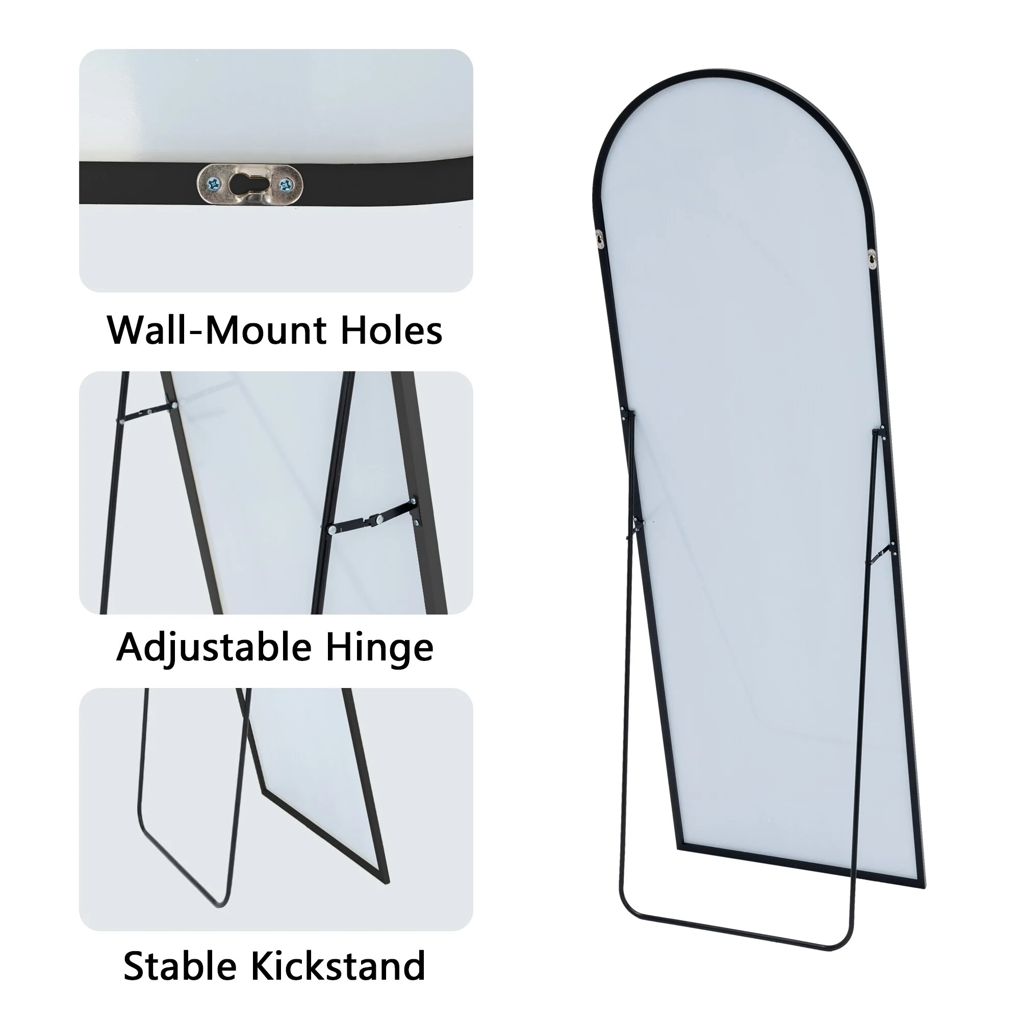 64x21 Full Length Floor Mirror, Large Full Body Aluminum Alloy Frame Standing Mirror with Stand and Wall Mount Option - Image 44