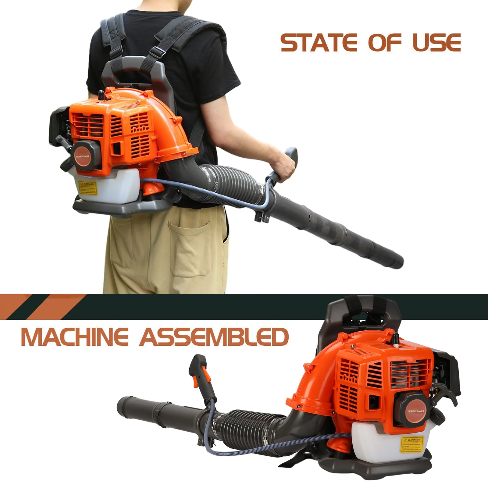 Birinta 1 Set Leaf Blower Backpack Style 52CC Two-stroke 1.25 KW Adjustable Tube Gas Powered Dust Blower Supplies for Garden Patio Cleaning, Lawn Care, Blowing Leaves and Dust - Image 8