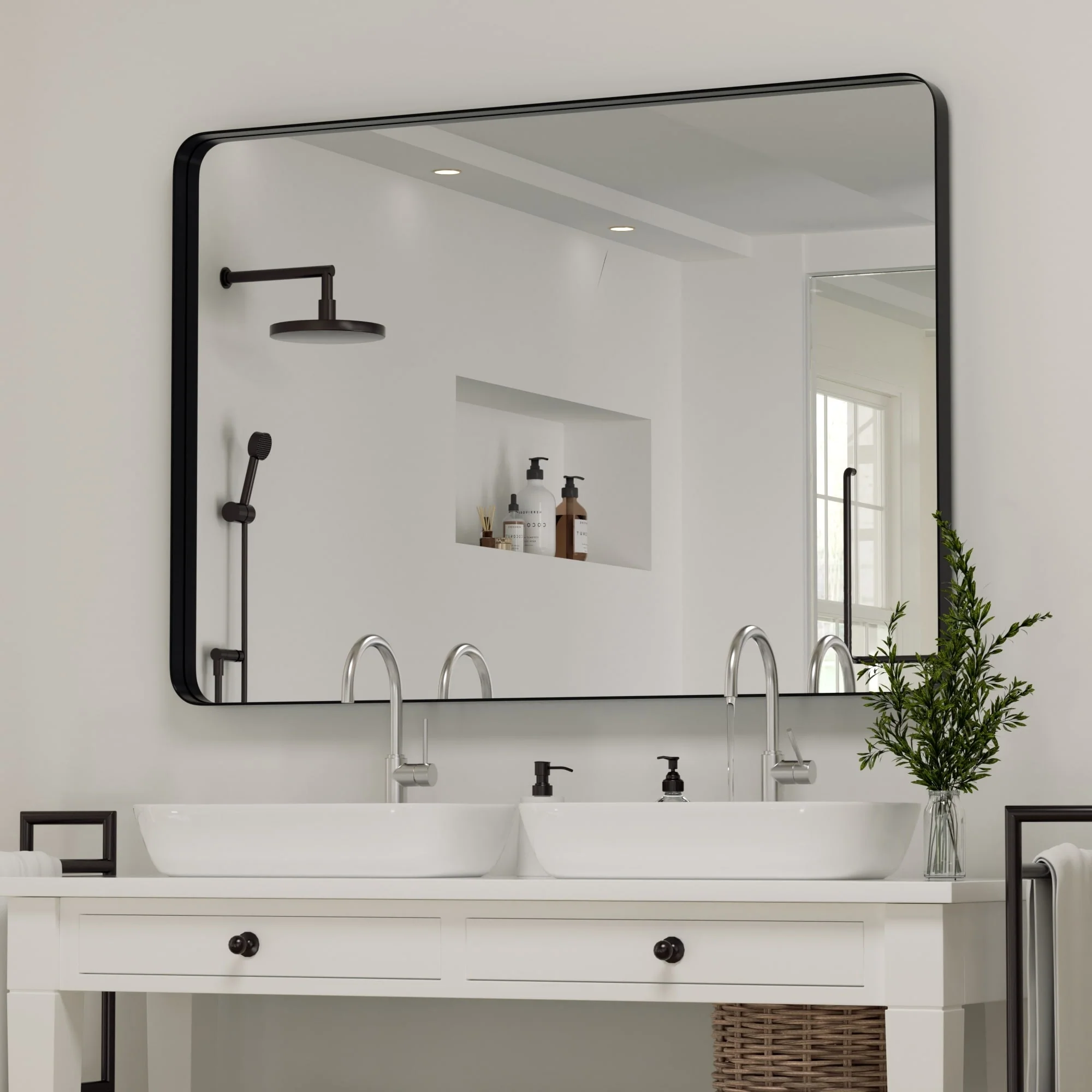 Wall Mirror Vanity Mirror, Bathroom Mirror with Rounded Corners, 1 Piece - Image 13