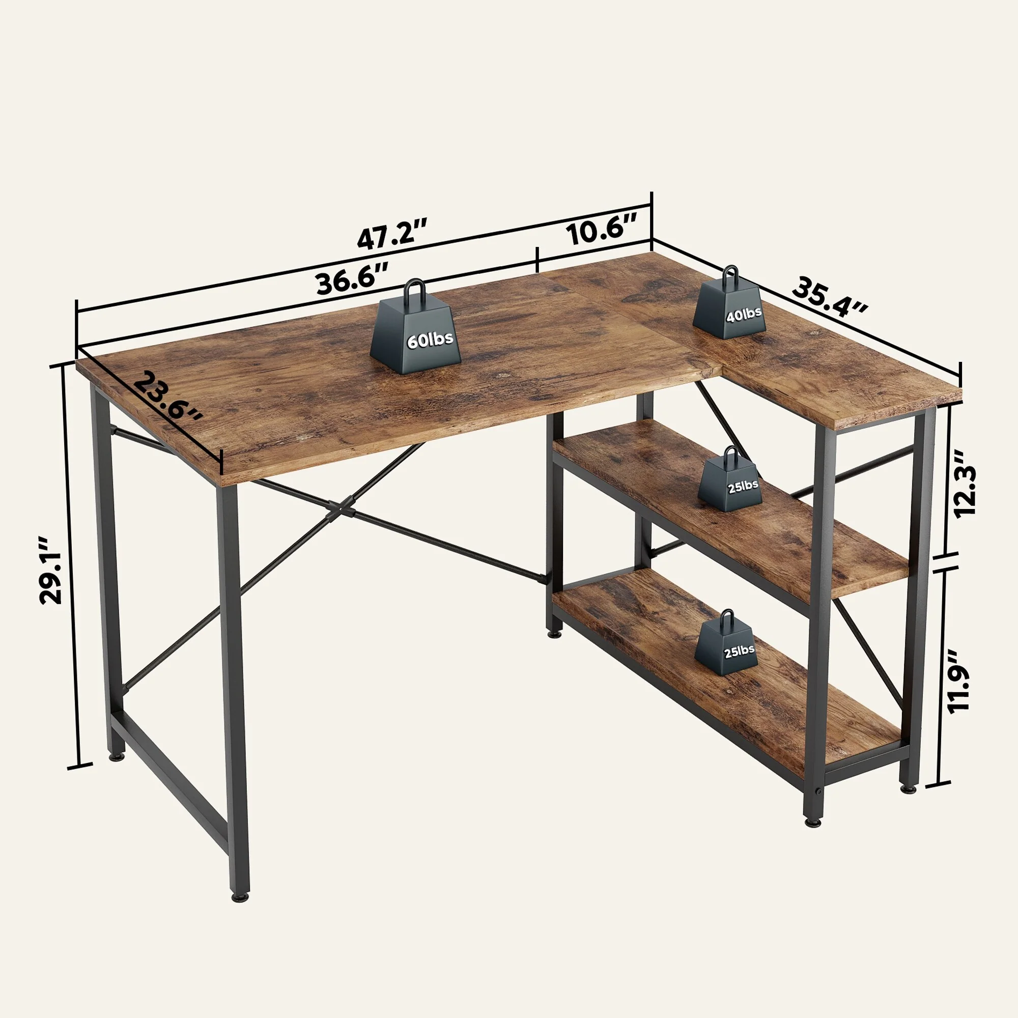 Small L Shaped Computer Desk with Storage Shelves, Compact Corner Workstation for Home Office and Study - Image 56