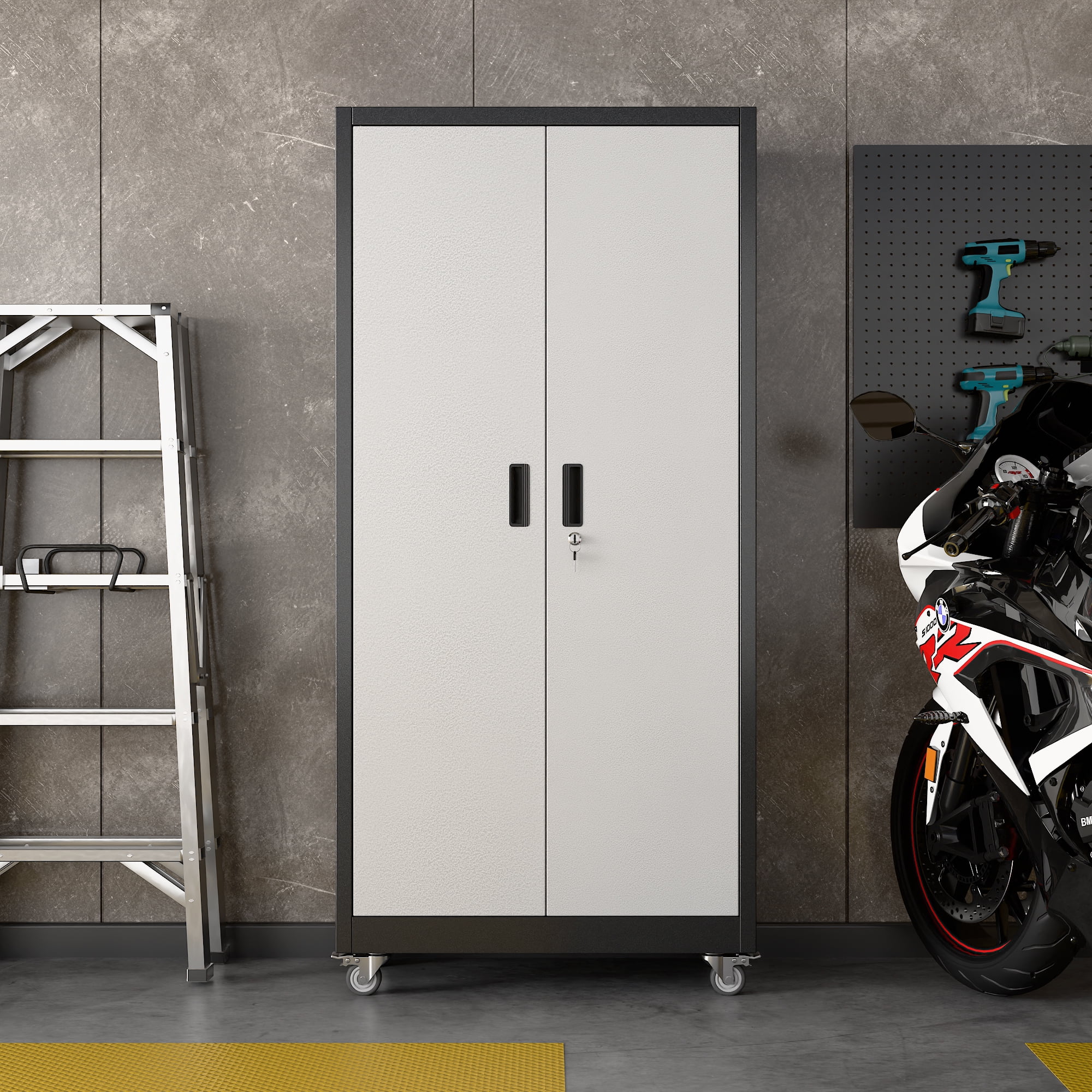 Gaeanet Rolling Tool Storage Cabinet with 5 Adjustable Shelves and Pegboard,Metal Garage Storage Cabinet with Wheels for Garage Home Office Utility Room,71" H-32" W-16" D,Required Assembly, Black - Image 144