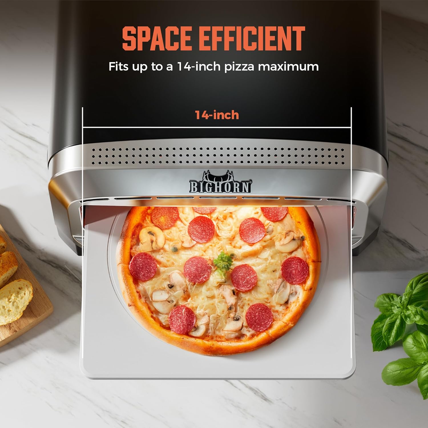 14-Inch Countertop Electric Pizza Oven, Stainless Steel - Image 6