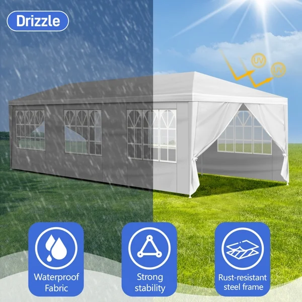 10'x30' Outdoor Party Tent with 8 Removable Sidewalls, Waterproof Canopy Patio Wedding Gazebo, White,white - Image 18