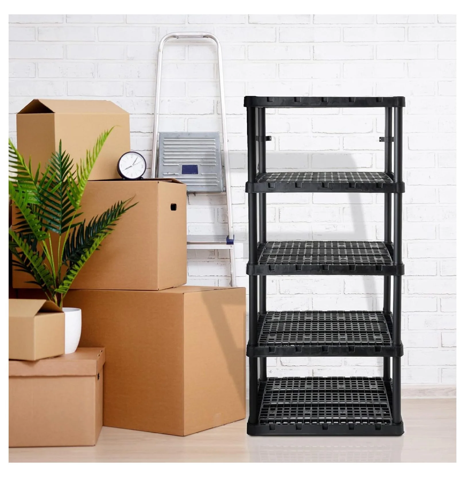 5 Shelf Knect-A-Shelf Ventilated Extra Heavy Duty Storage Unit Organizer System for Home, Garage, Basement, and Laundry, Black - Image 2